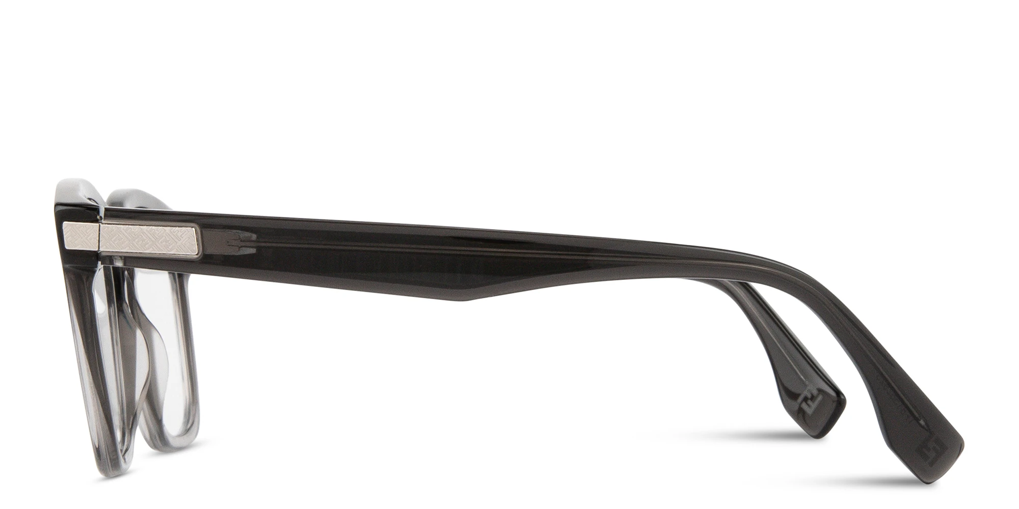 Shop FENDI Essential Square Eyeglasses in Transparent Grey online.