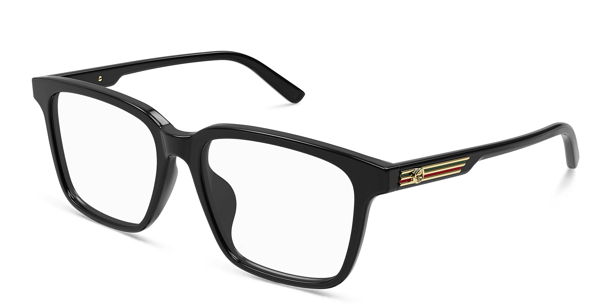 Shop GUCCI Square Eyeglasses in Black online.