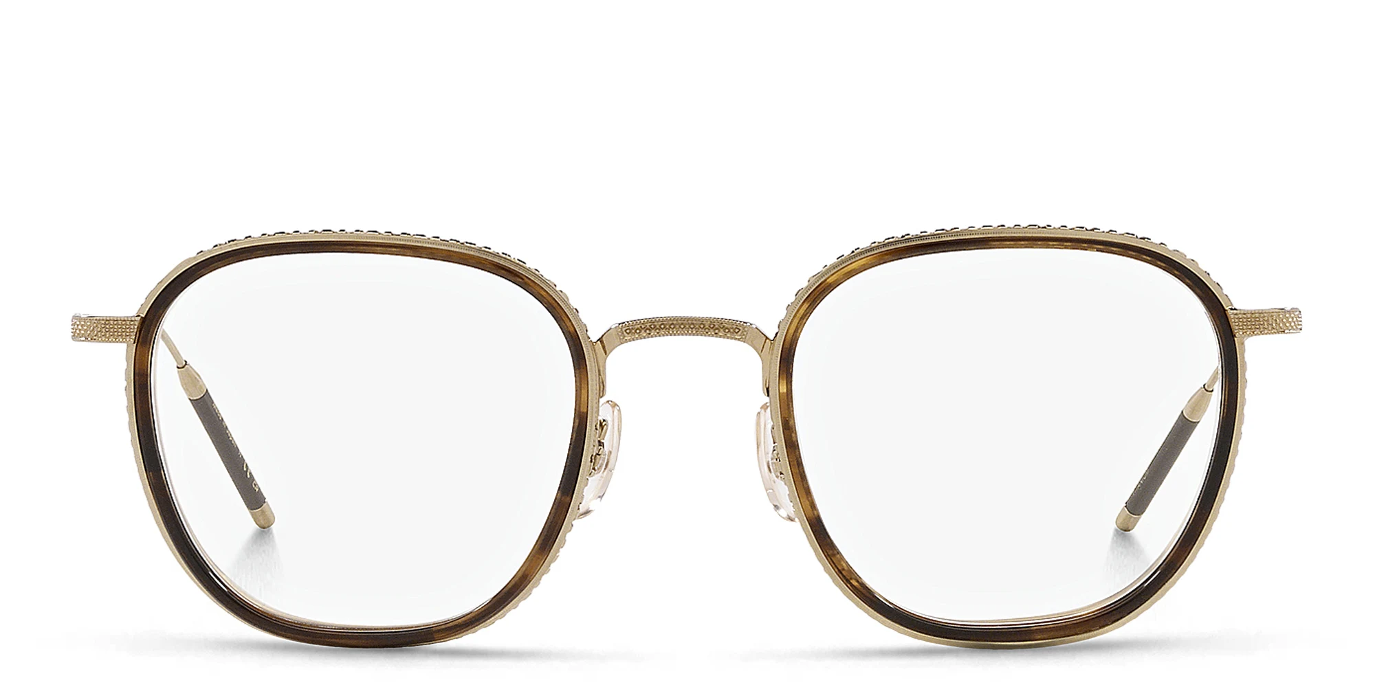 Shop OLIVER PEOPLES Unisex Square Eyeglasses in Gold/Tuscany Tortoise online.