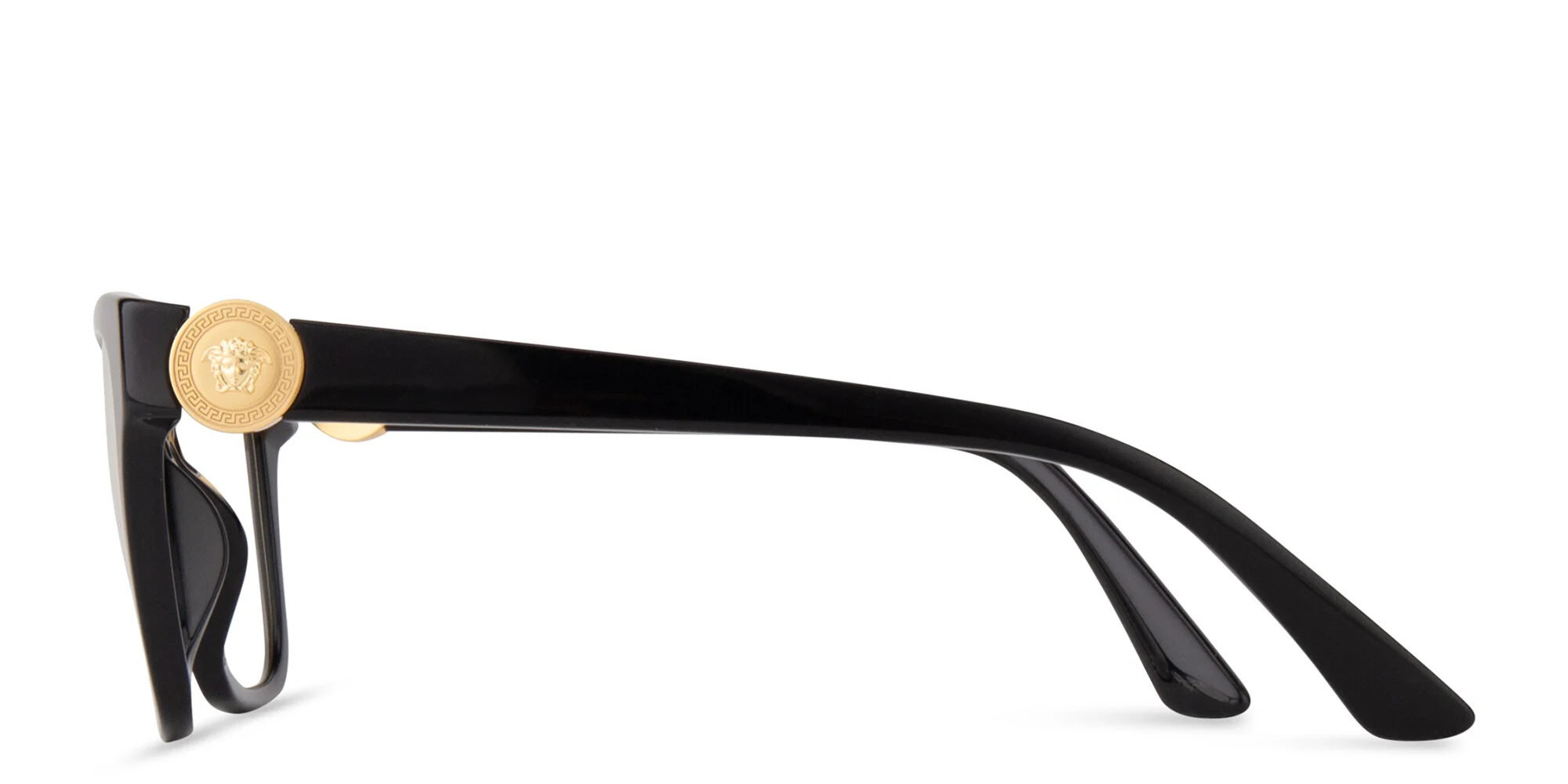 Shop VERSACE Medusa Irregular Eyeglasses in Black online.