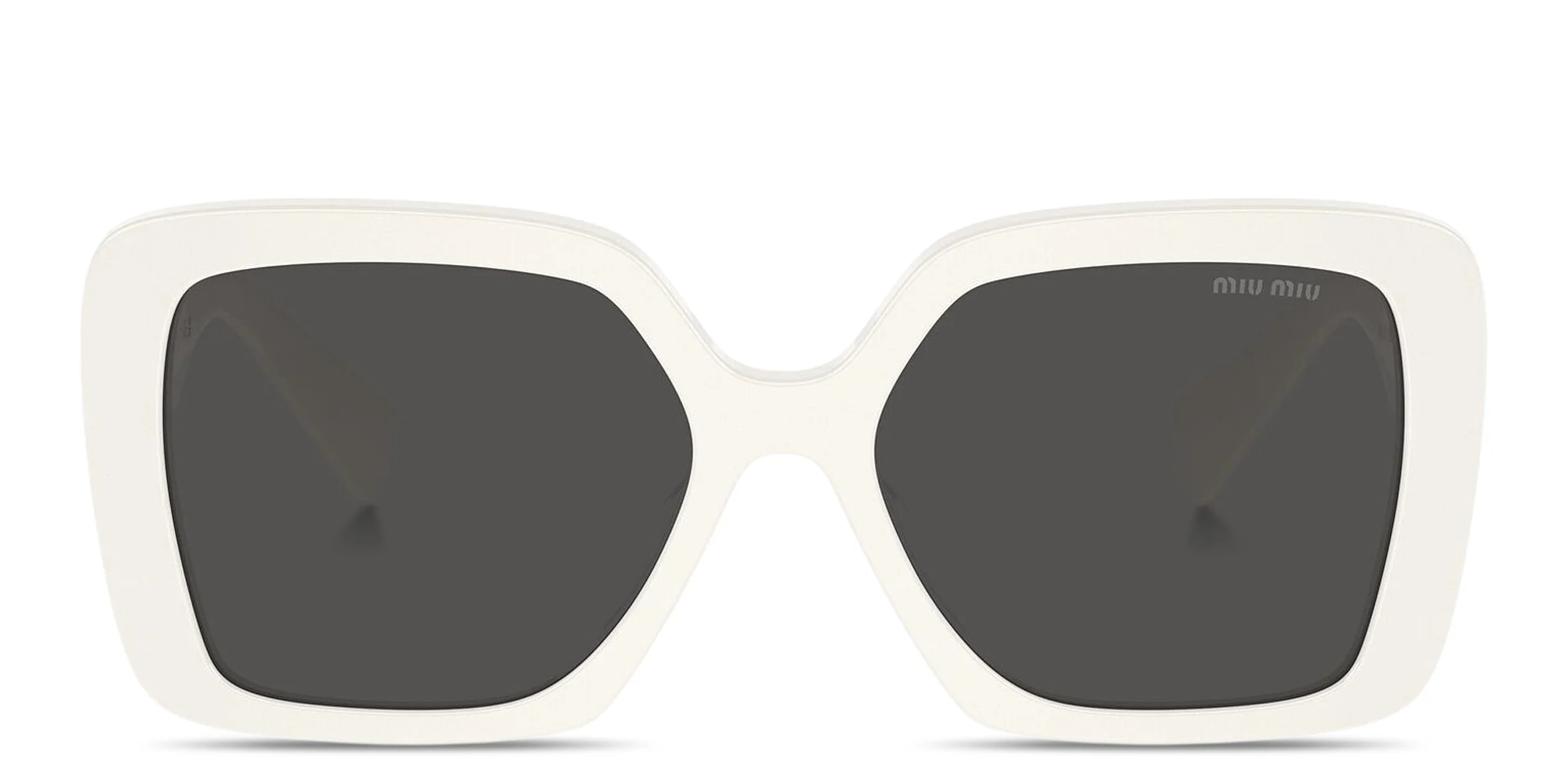 Shop MIU MIU Irregular Sunglasses in White online.
