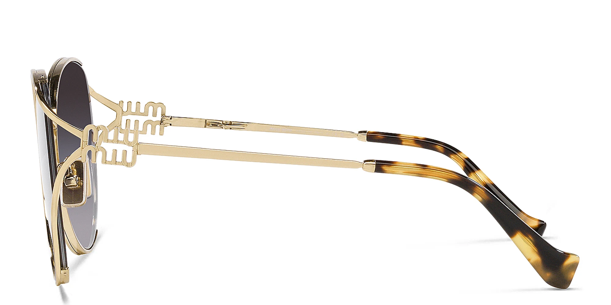 Shop MIU MIU Oversized Panthos Sunglasses in Pale Gold online.