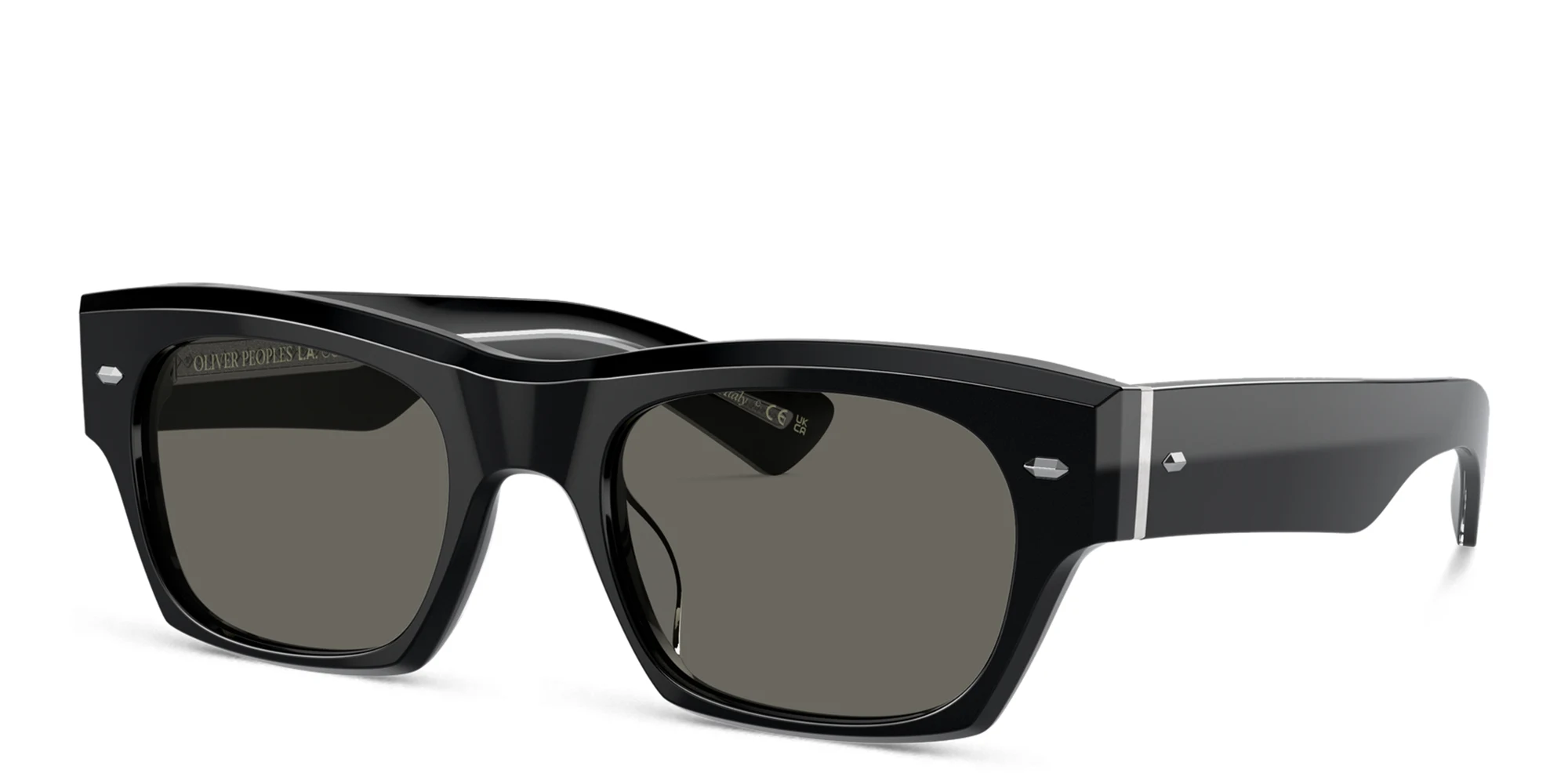 Shop OLIVER PEOPLES Rectangle Sunglasses in Black online.