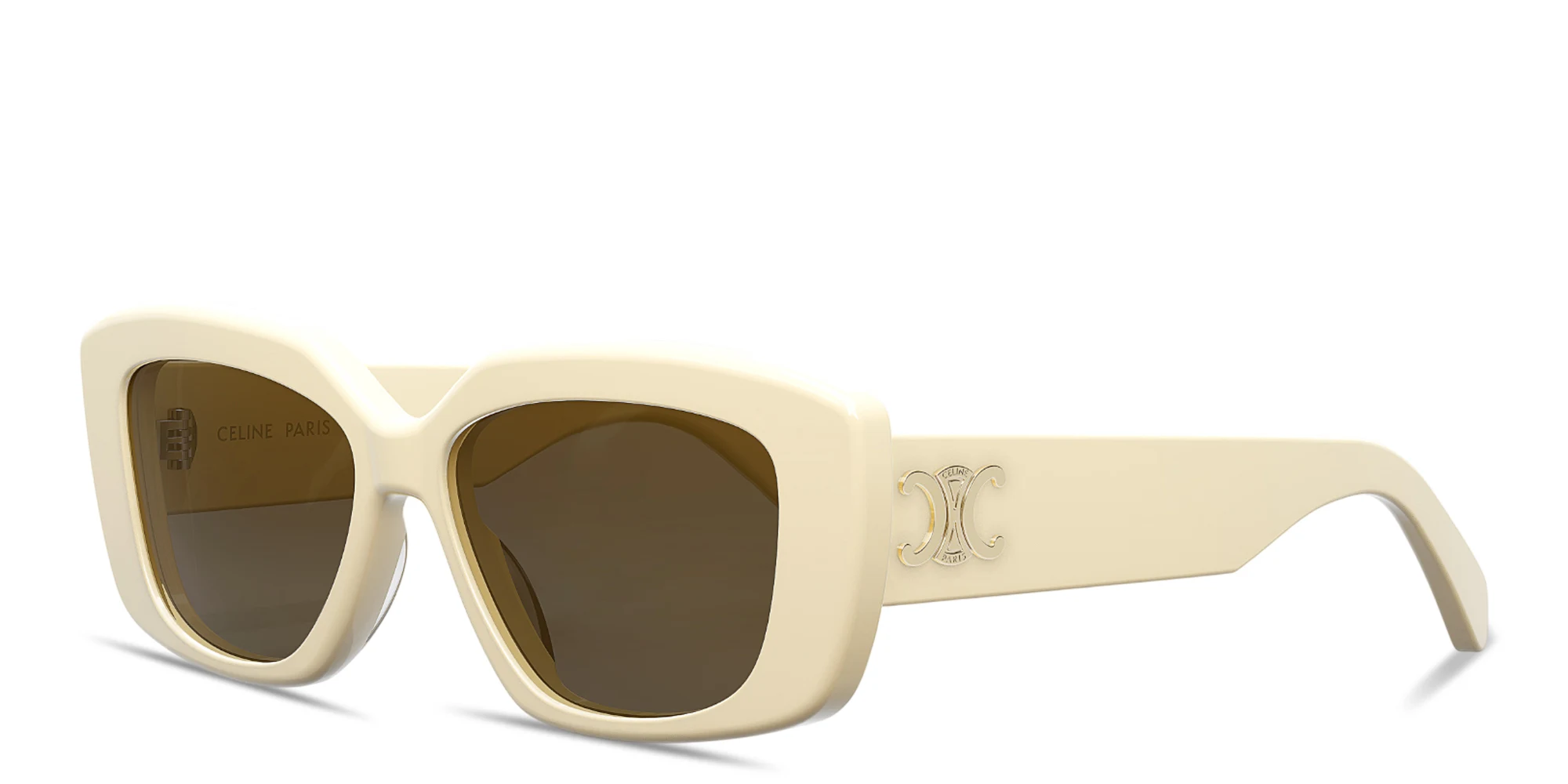 Shop CELINE Triomphe Geometric Sunglasses in Beige online.