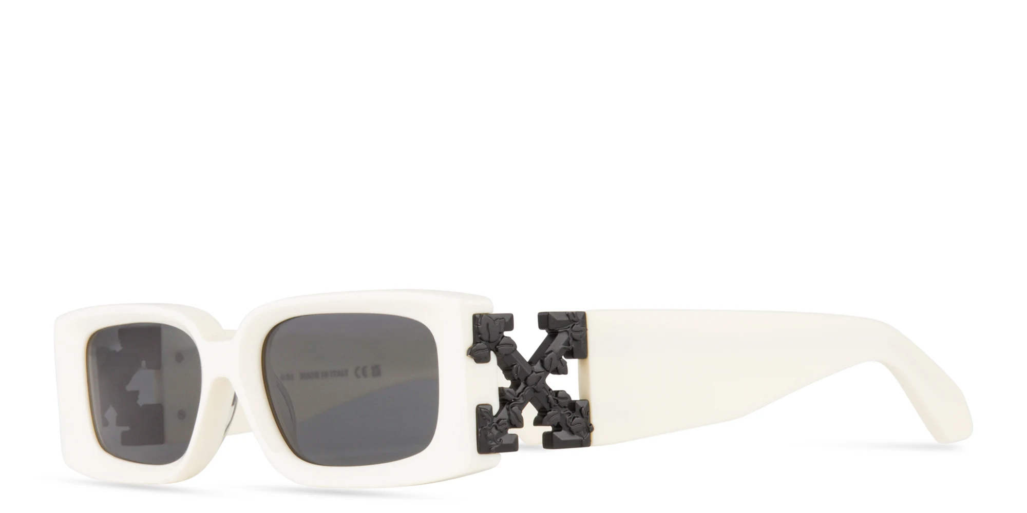 Shop OFF WHITE Roma Unisex Rectangle Sunglasses in White online.