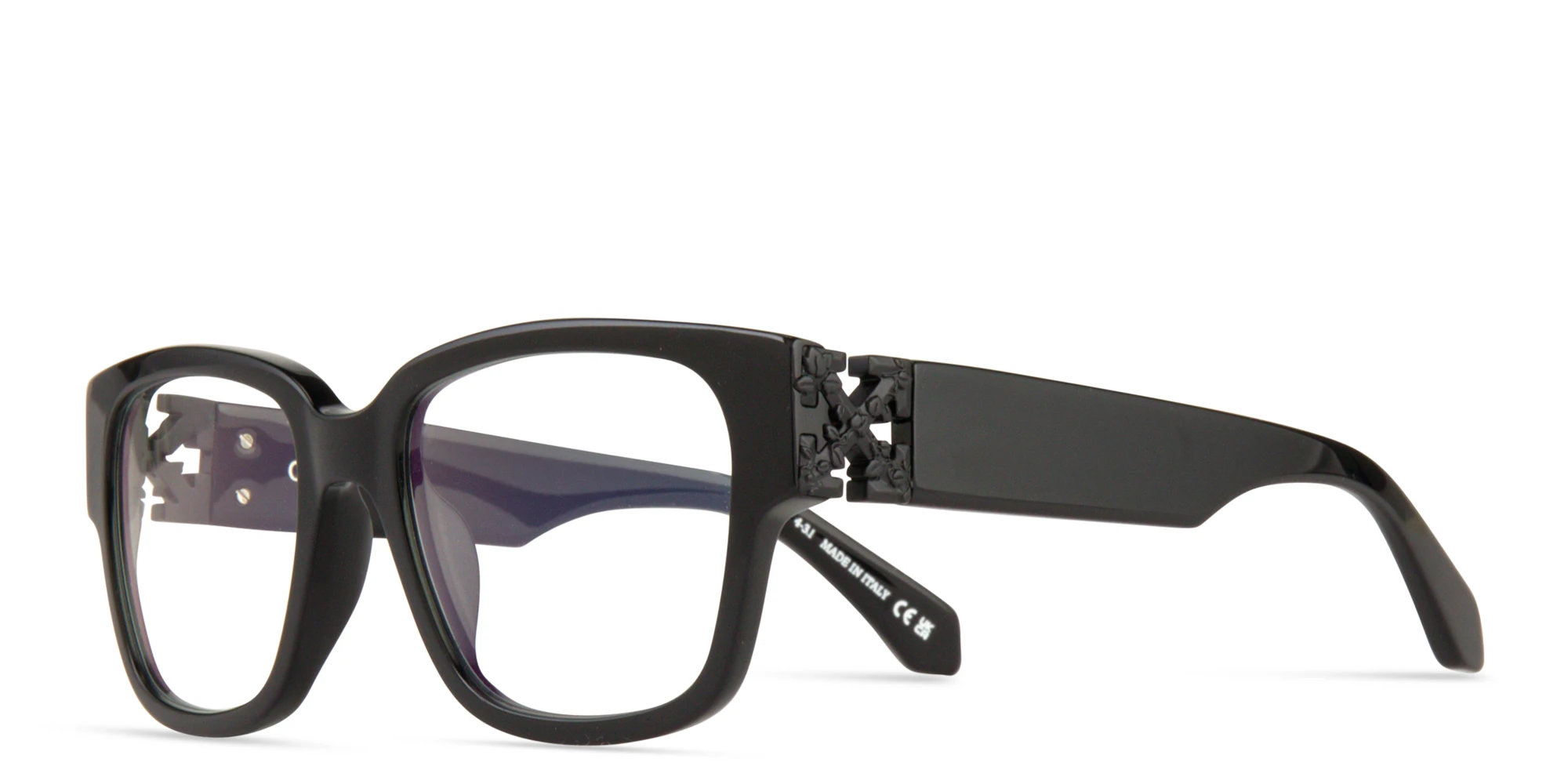 Shop OFF WHITE Style 47 Unisex Square Eyeglasses in Black online.
