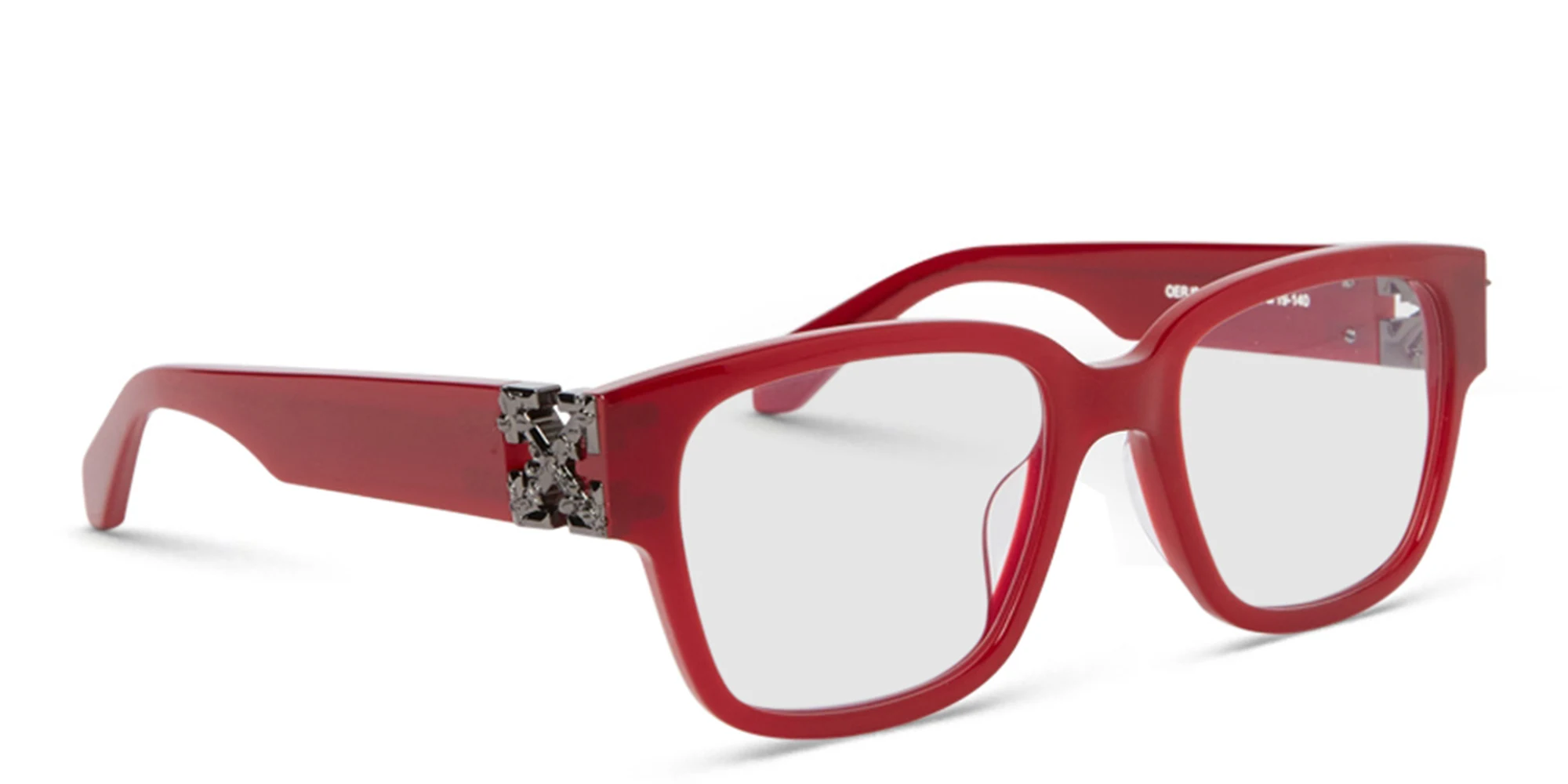 Shop OFF WHITE Style 47 Unisex Square Eyeglasses in Burgundy online.