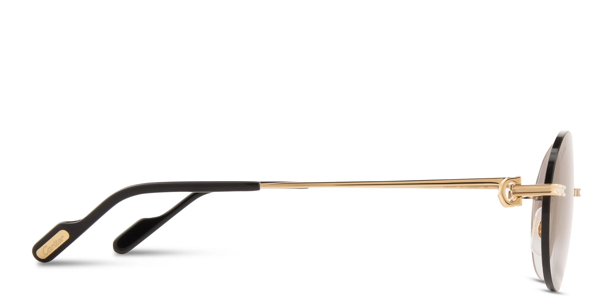 Shop Cartier Première de Cartier Rimless Oval Sunglasses in Gold online.