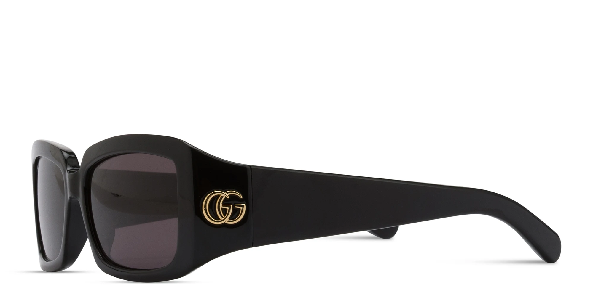 Shop GUCCI GG Rectangle Sunglasses in Black online.