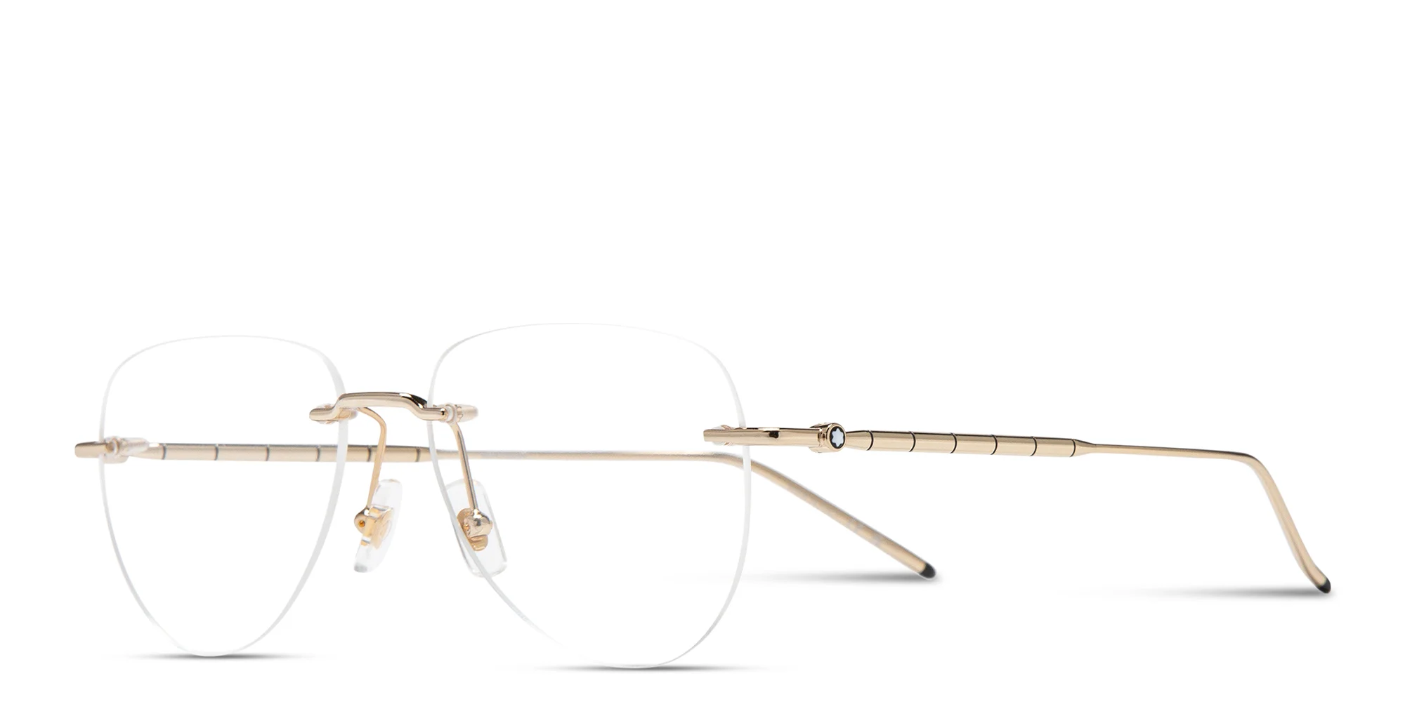 Shop MONTBLANC Rimless Pilot Eyeglasses in Gold online.