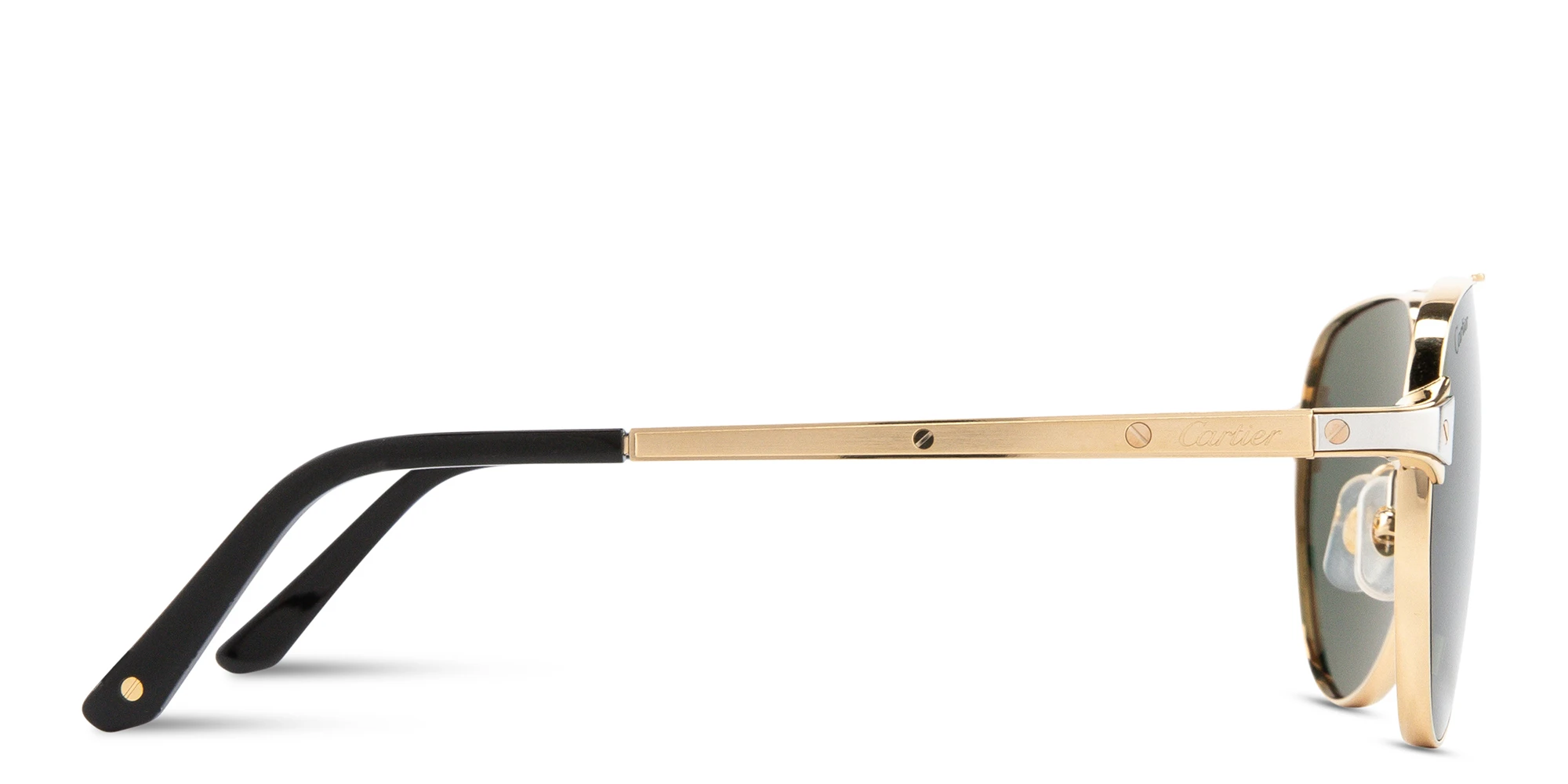 Shop Cartier Santos de Cartier Pilot Sunglasses in Gold online.