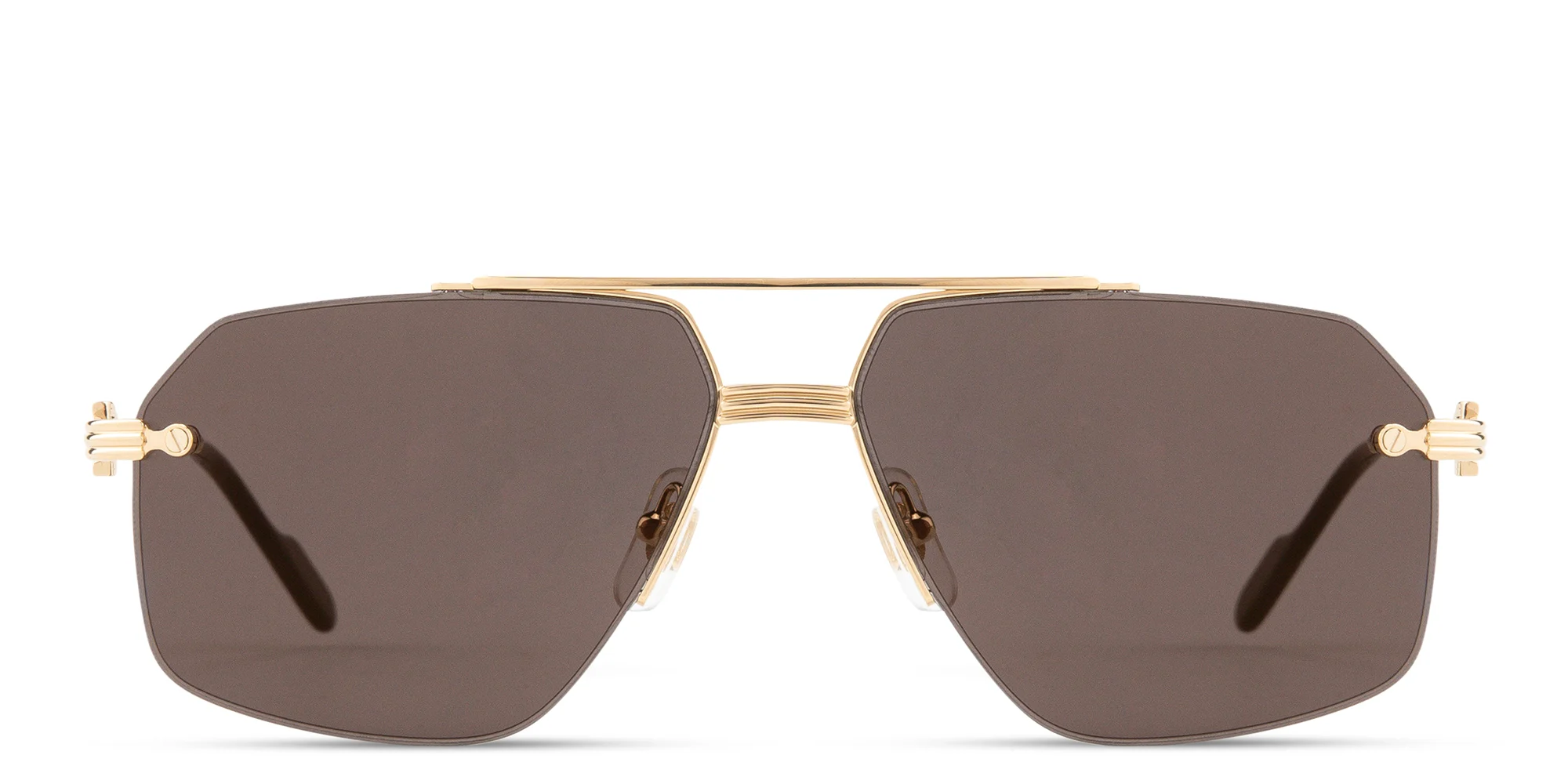 Shop Cartier Première de Cartier Half-Rim Pilot Sunglasses in Gold online.