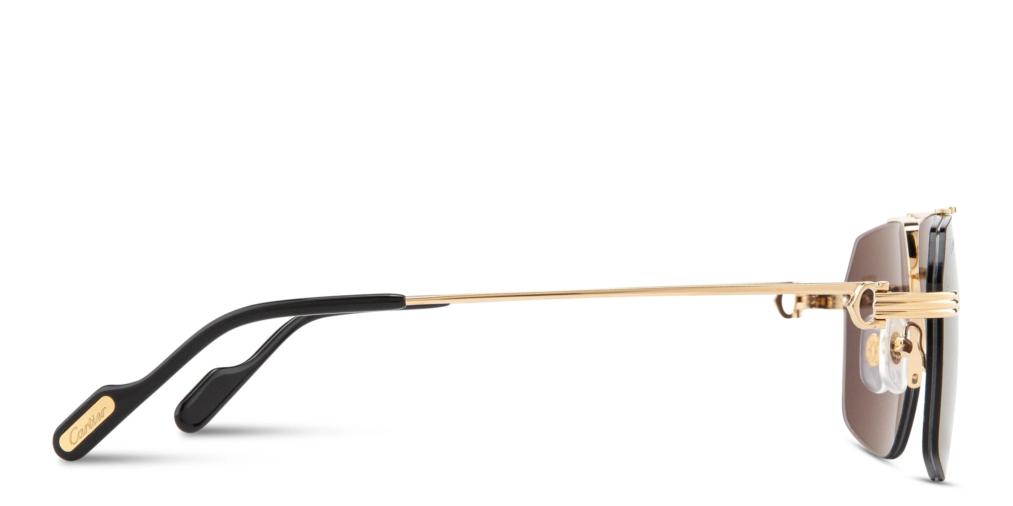 Shop Cartier Première de Cartier Half-Rim Pilot Sunglasses in Gold online.