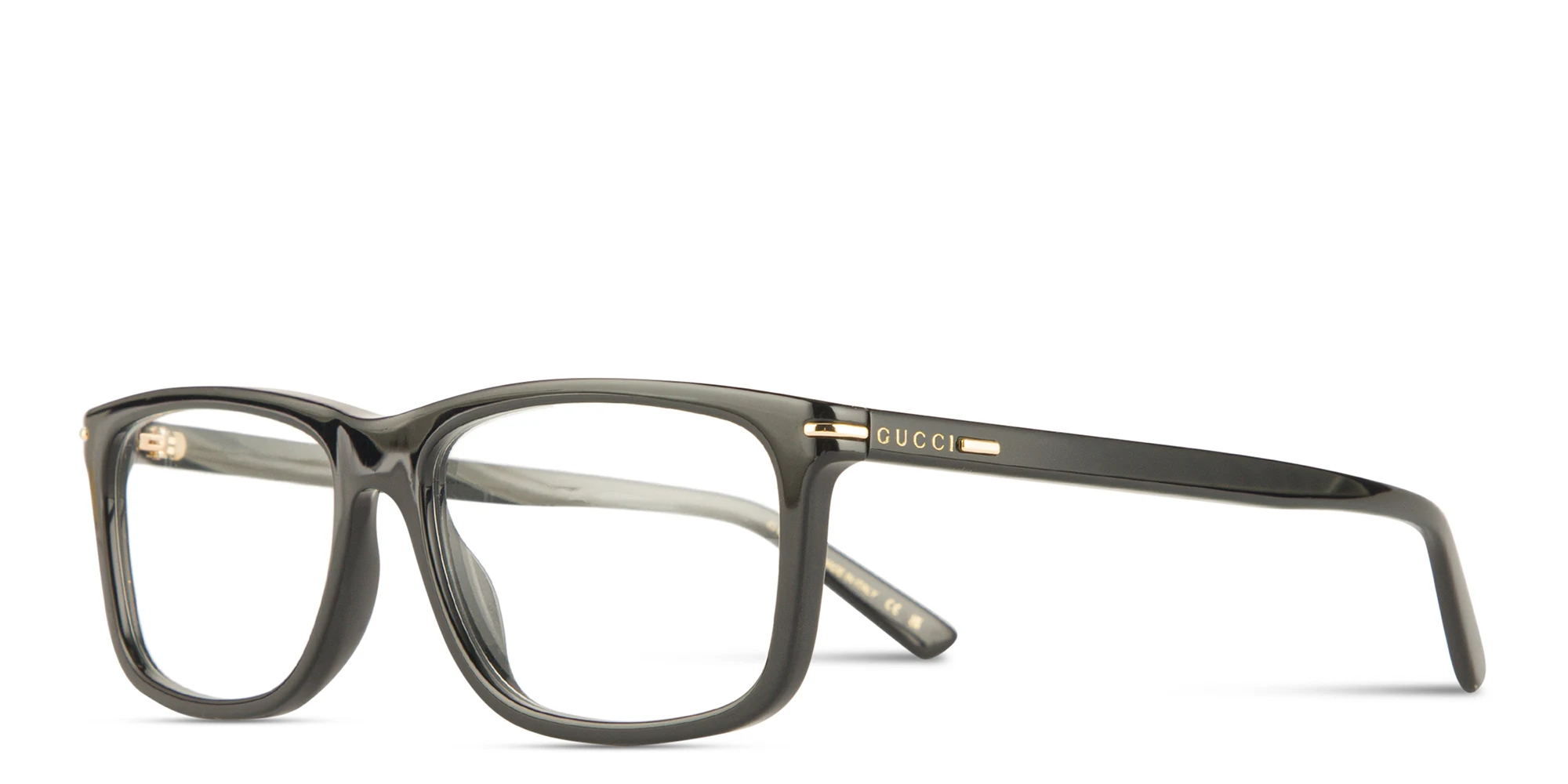 Shop GUCCI Wide Rectangle Eyeglasses in Black online.