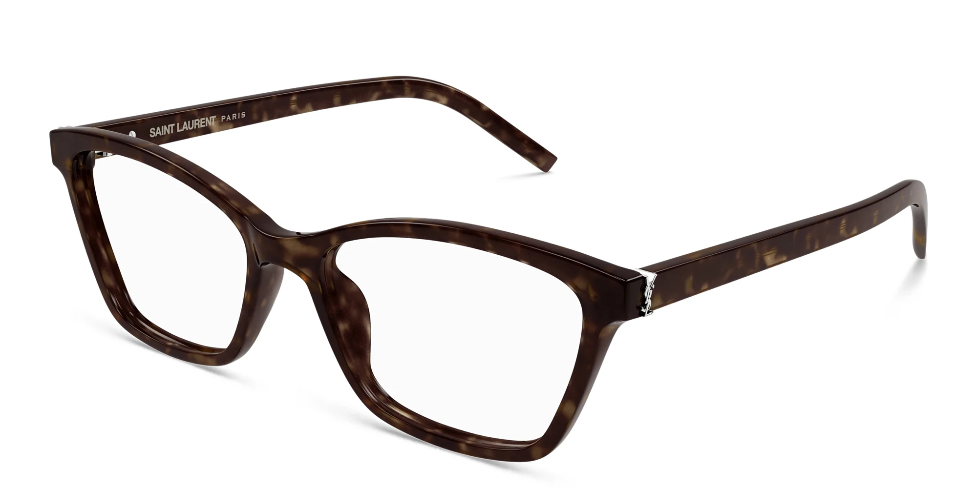 Shop SAINT LAURENT Wide Cat-Eye Eyeglasses in Havana online.