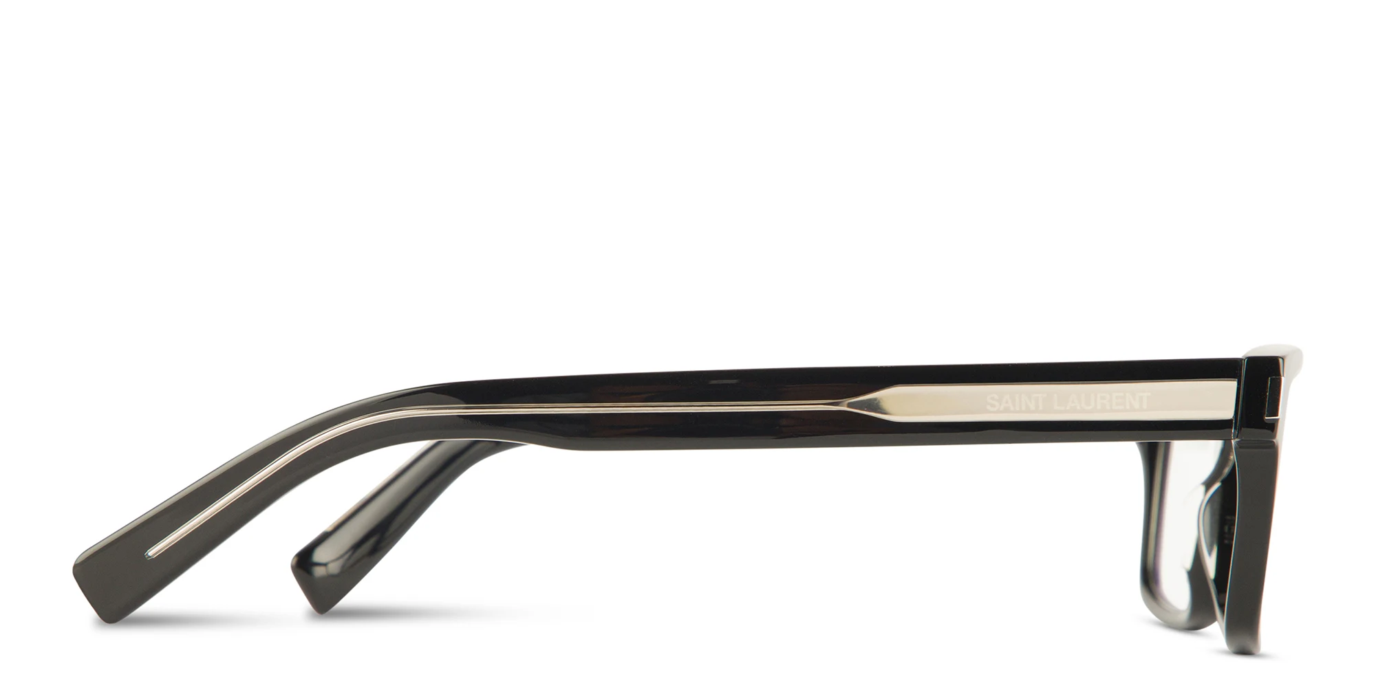 Shop SAINT LAURENT Wide Rectangle Eyeglasses in Black online.