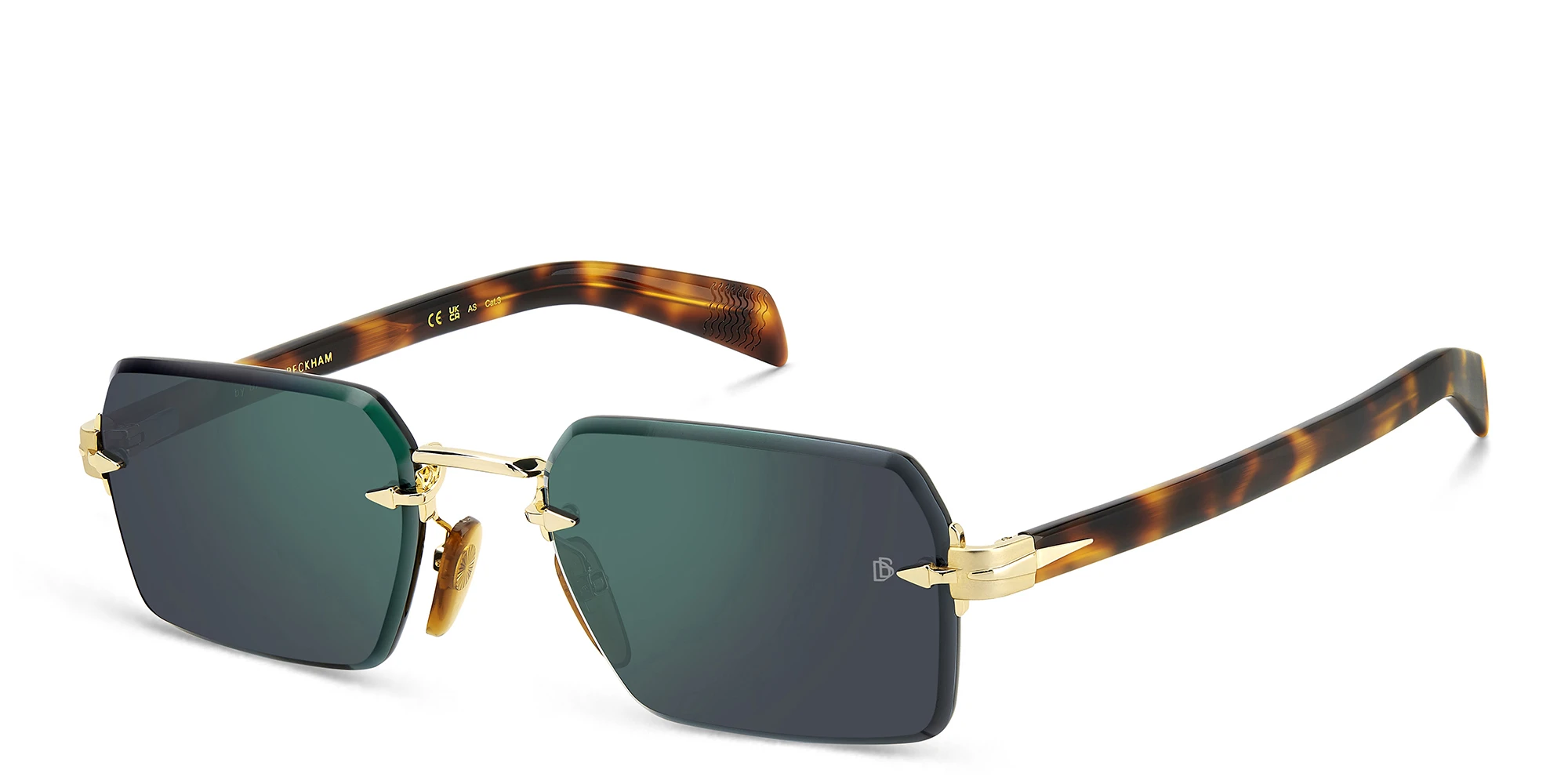 Shop DAVID BECKHAM Irregular Sunglasses in Gold Havana online.