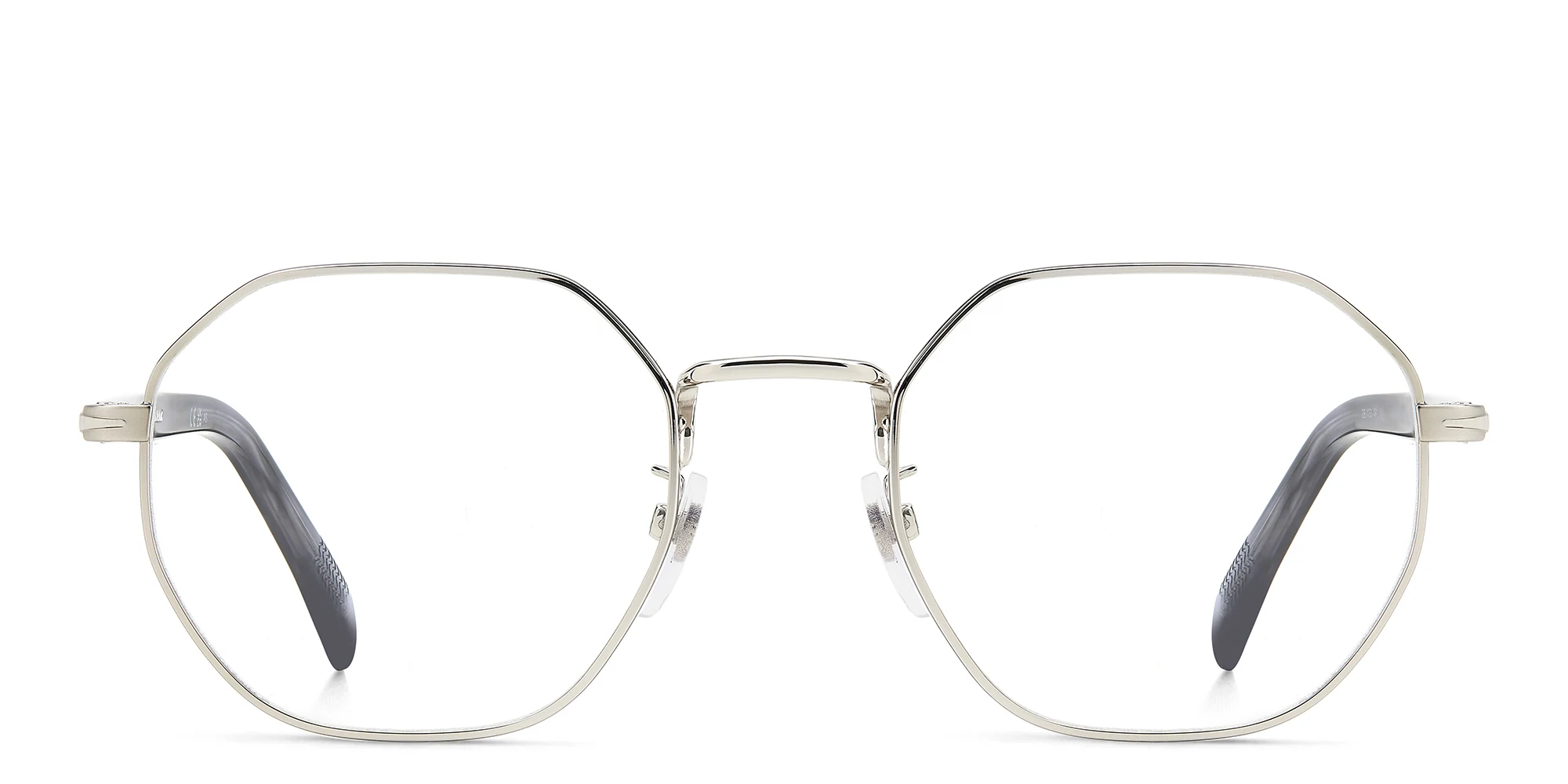 Shop DAVID BECKHAM Talisman Irregular Eyeglasses in Striped Black Pladium online.