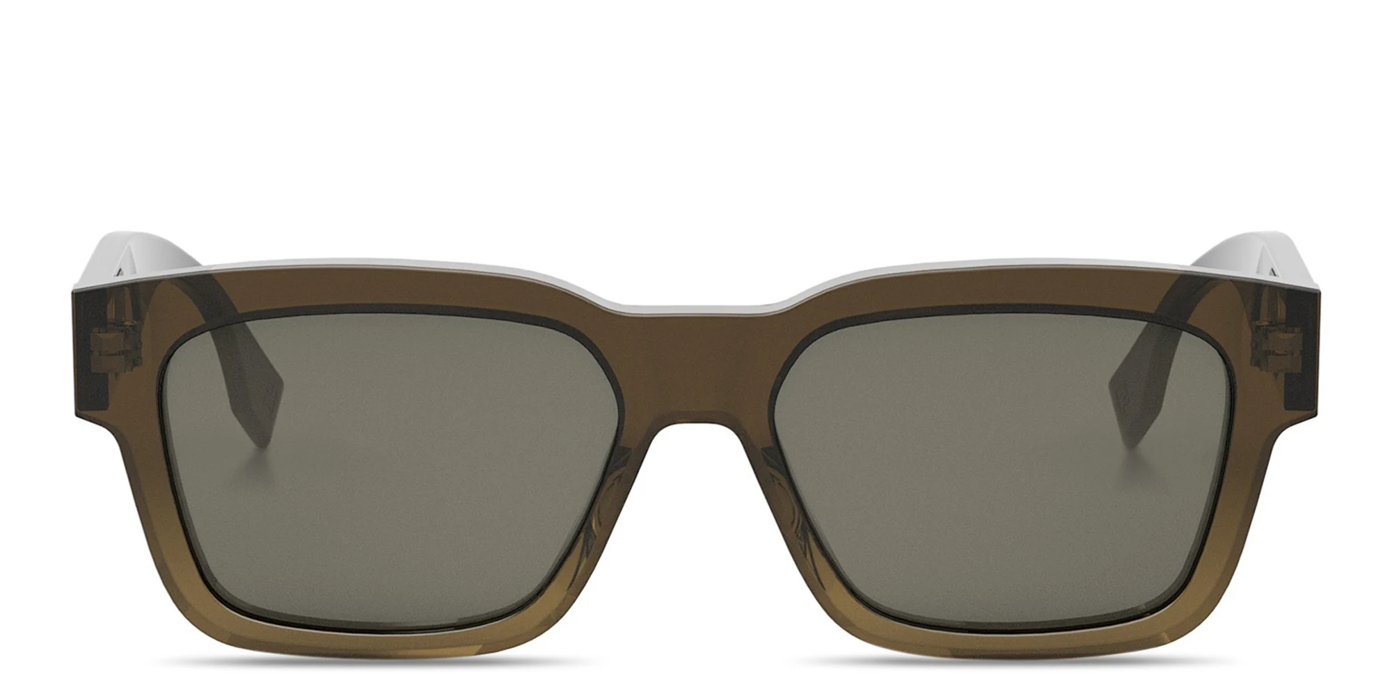 Shop FENDI O'Lock Brown Rectangular Sunglasses in Transparent Gradient Brown online.