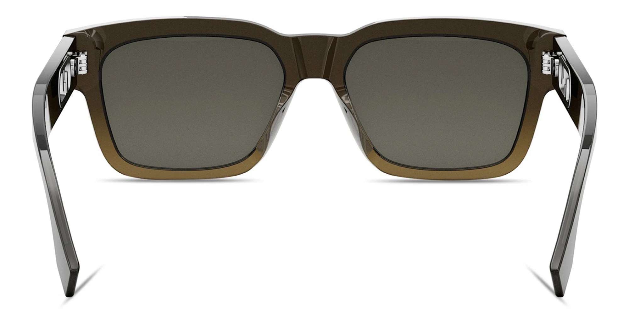 Shop FENDI O'Lock Brown Rectangular Sunglasses in Transparent Gradient Brown online.