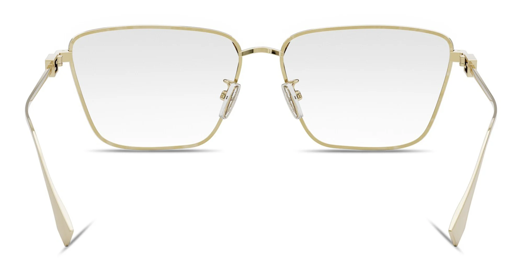Shop FENDI Baguette Gold Rectangular Eyeglasses in Gold online.