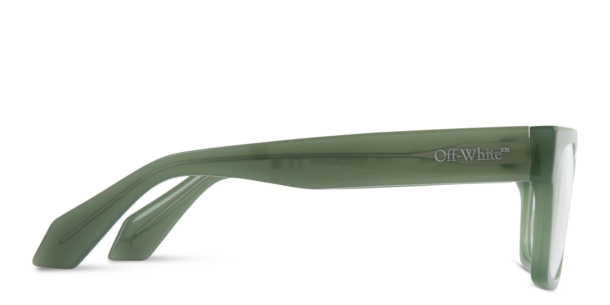 Shop OFF WHITE Style 53 Unisex Wide Square Eyeglasses in Olive Green online.