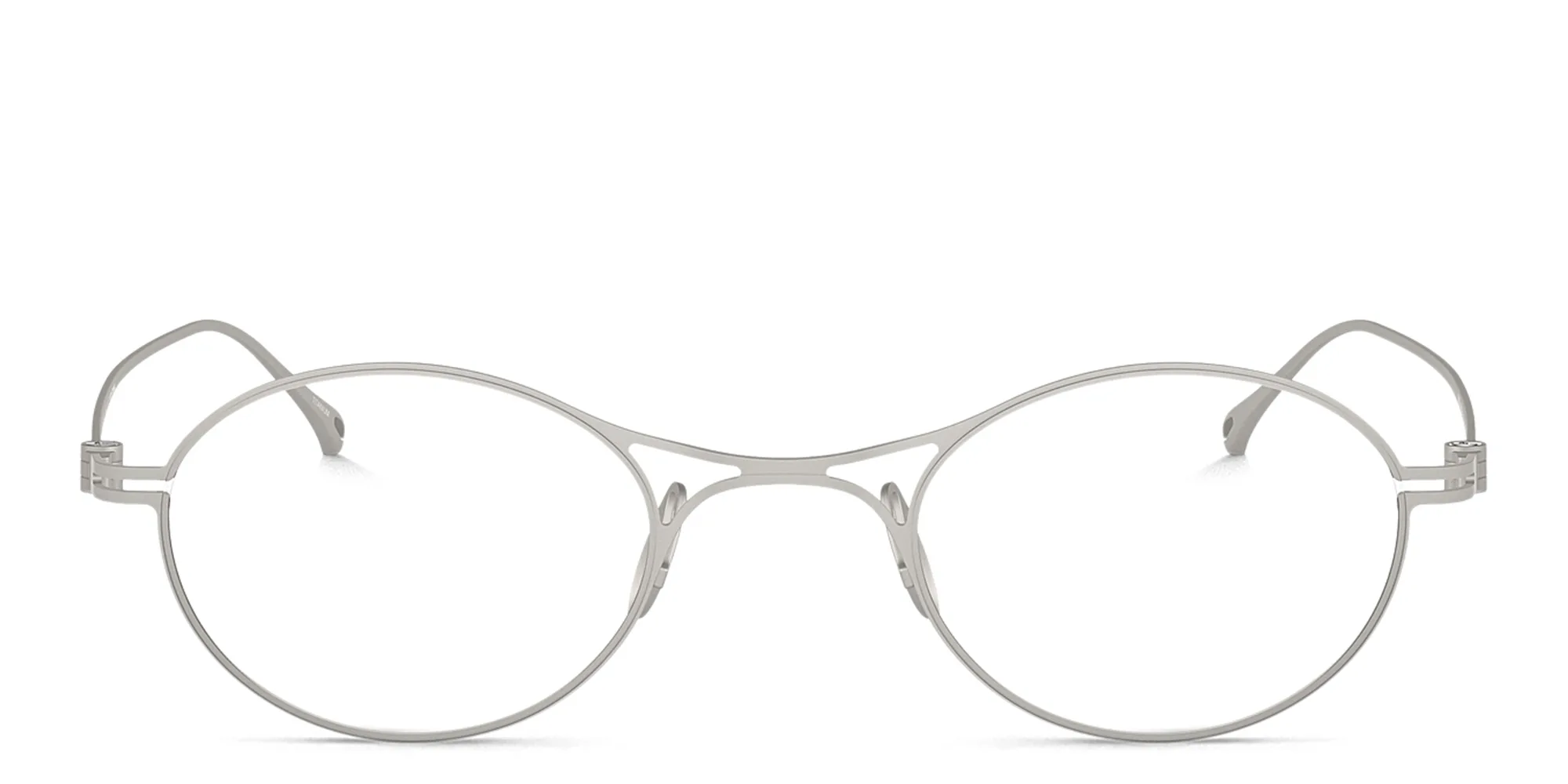 Shop GIORGIO ARMANI Double Dutch Oval Eyeglasses in Matte Silver online.