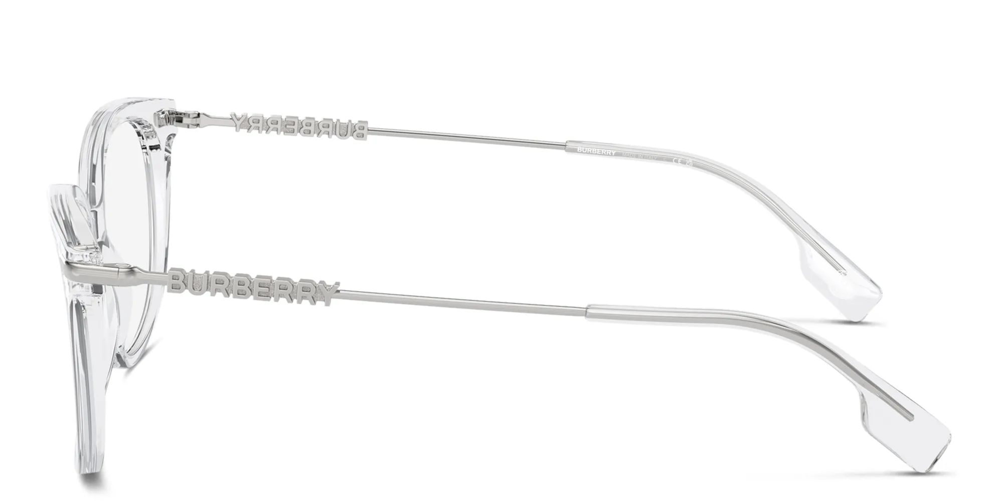 Shop BURBERRY Logo Square Eyeglasses in Trasparent online.