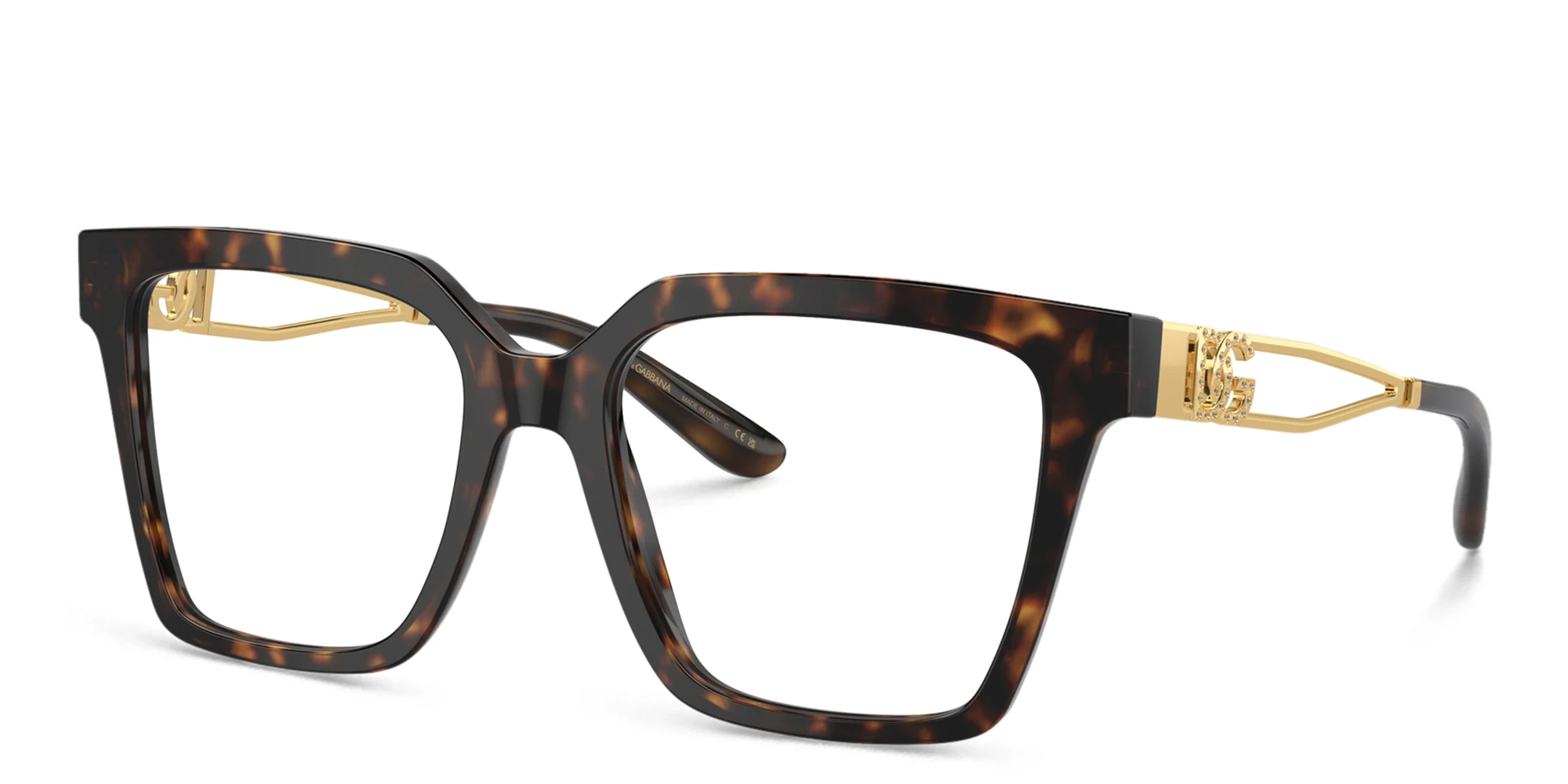 Shop Dolce & Gabbana Square Eyeglasses in Havana online.