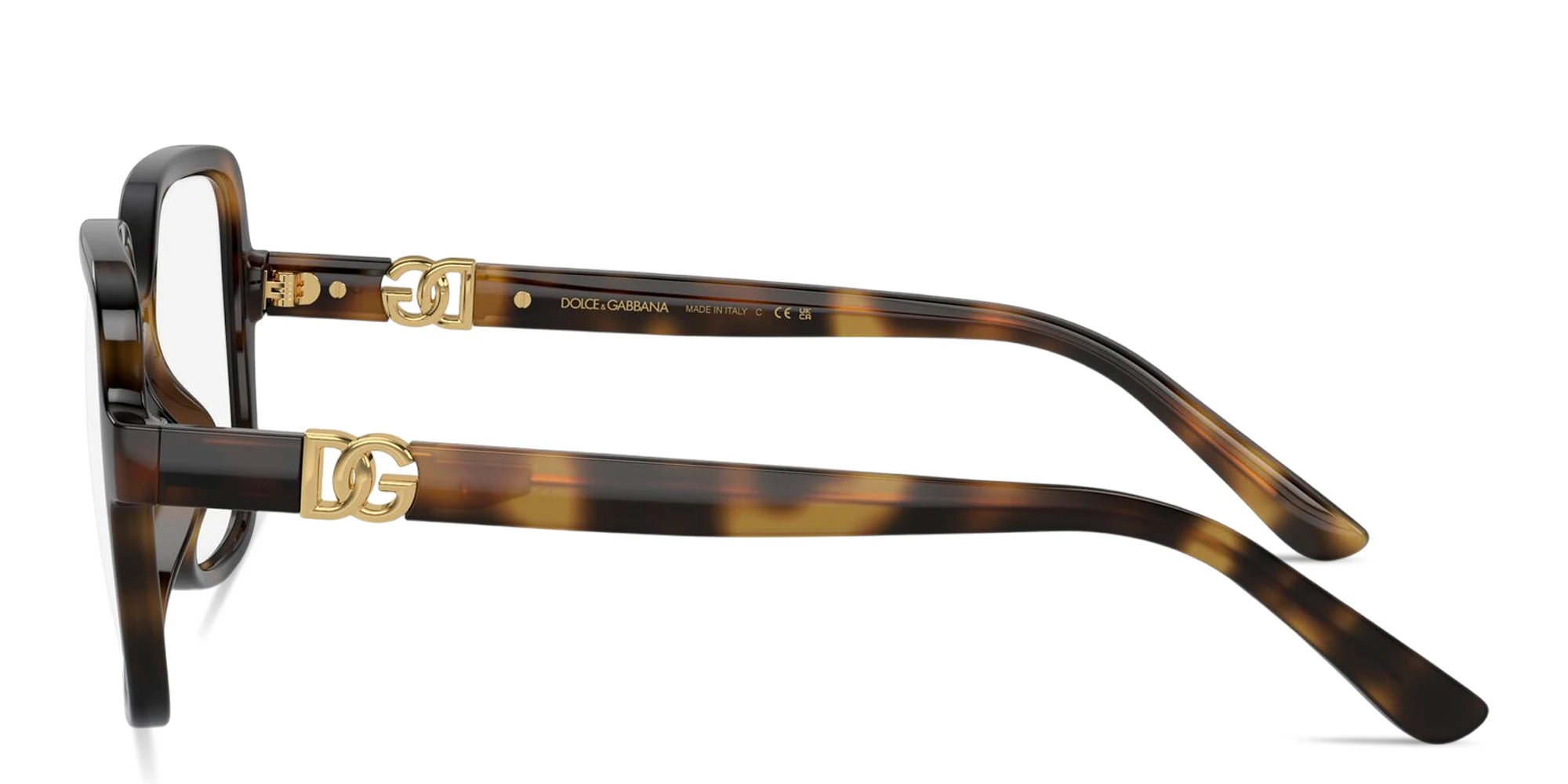 Shop Dolce & Gabbana DG Oversized Square Eyeglasses in Havana online.