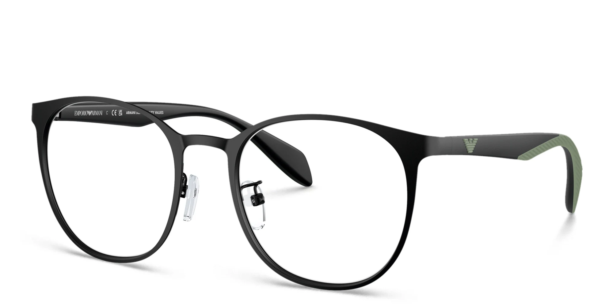 Shop Emporio Armani Panthos Eyeglasses in Matte Black online.