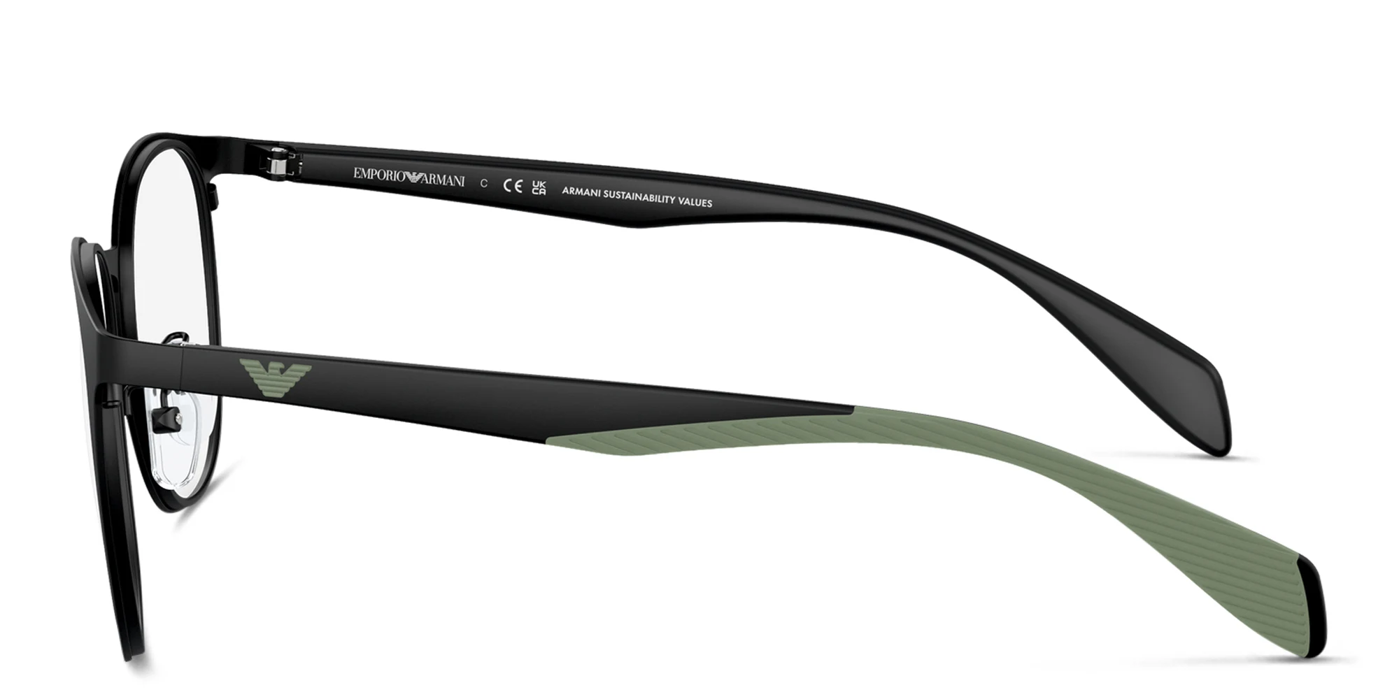 Shop Emporio Armani Panthos Eyeglasses in Matte Black online.