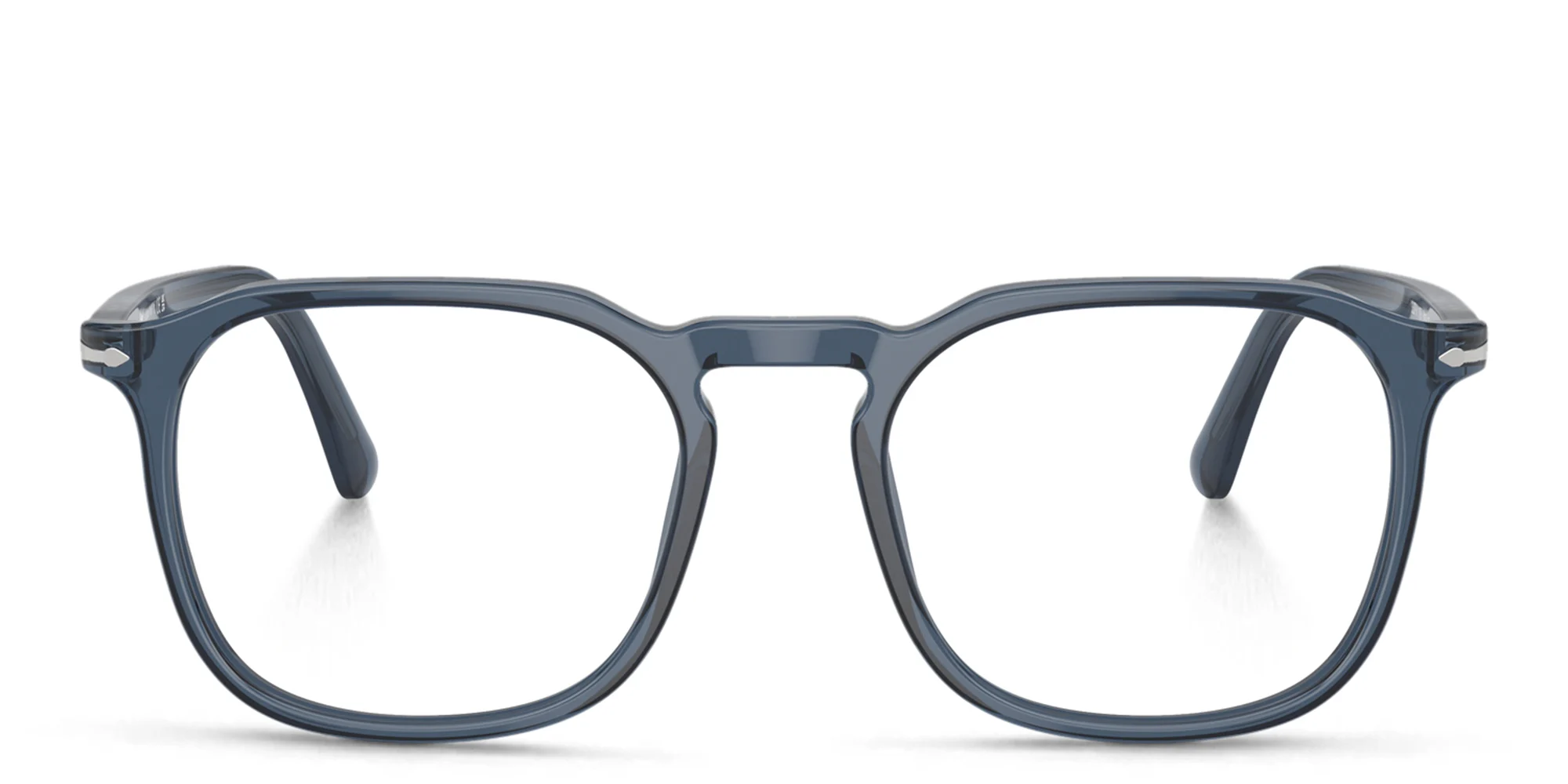 Shop PERSOL Unisex Panthos Eyeglasses in Transparent Blue online.