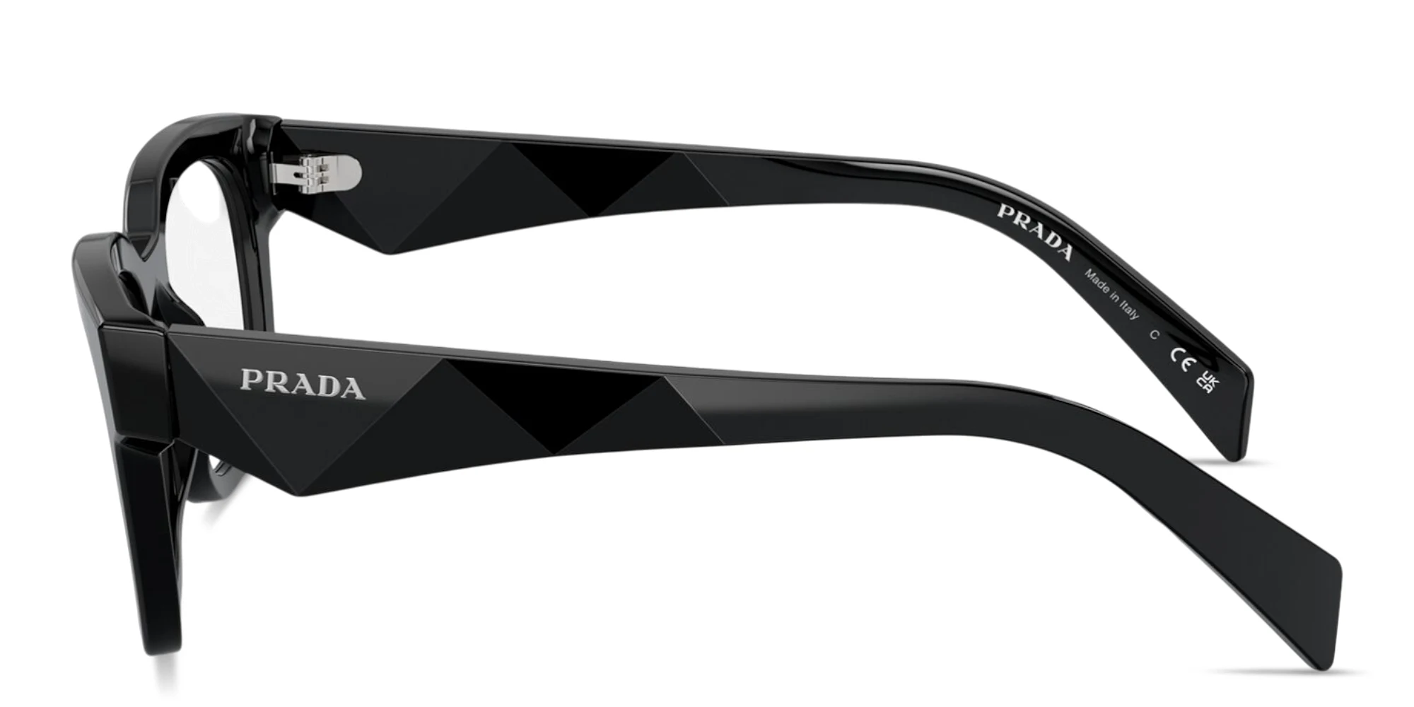 Shop PRADA Logo Signature Pillow Eyeglasses in Black online.