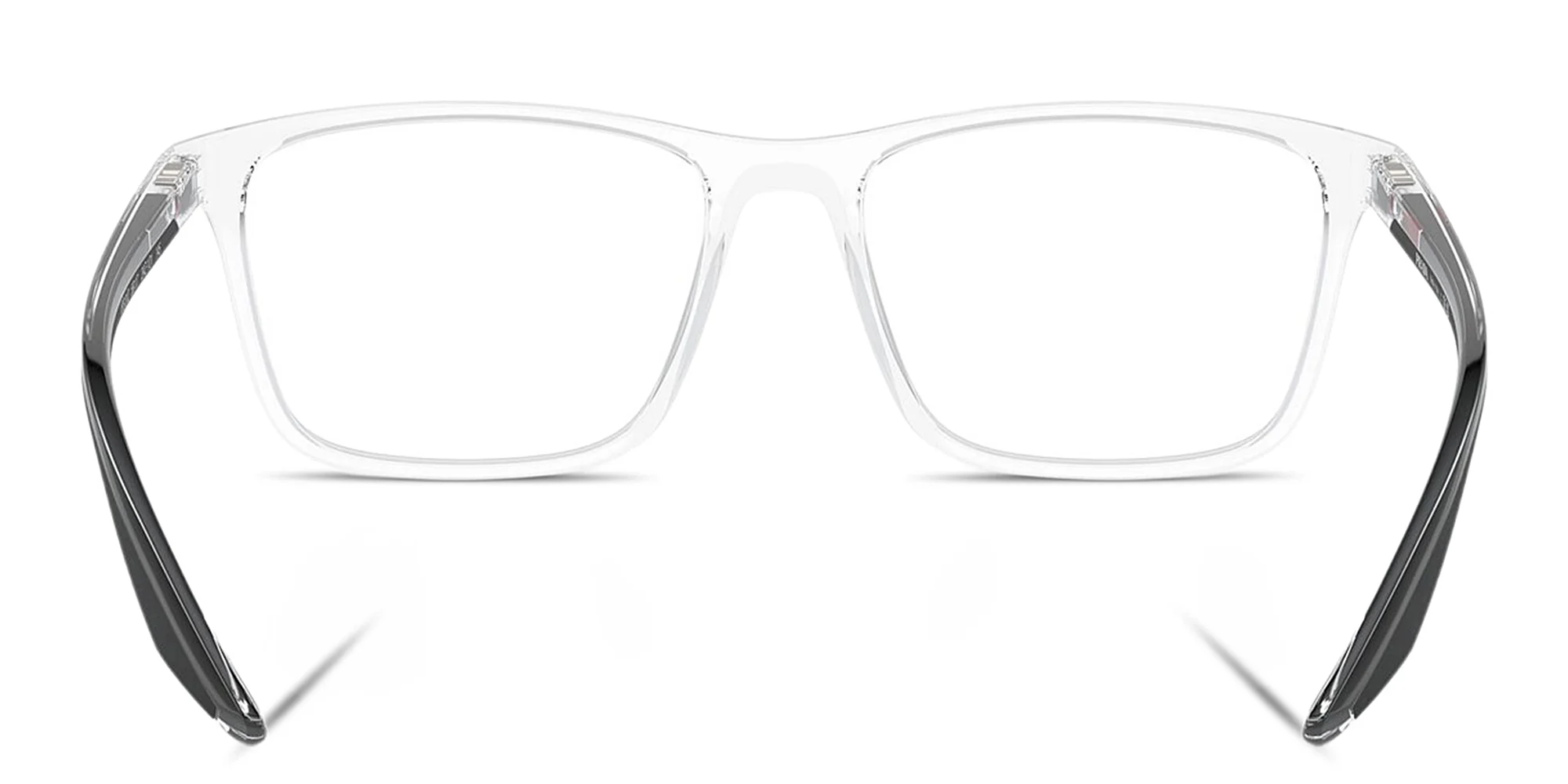 Shop Prada Linea Rossa Logo Lettering Wide Pillow Eyeglasses in Clear online.