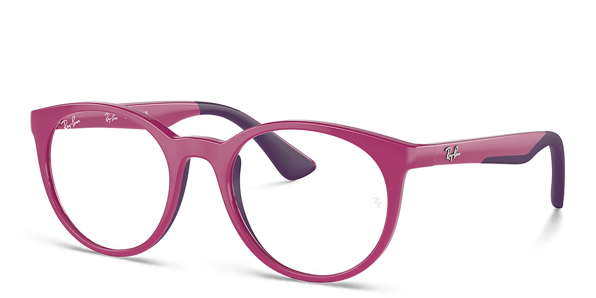 Shop Ray-Ban Junior Kids Panthos Eyeglasses in Fuchsia On Violet online.