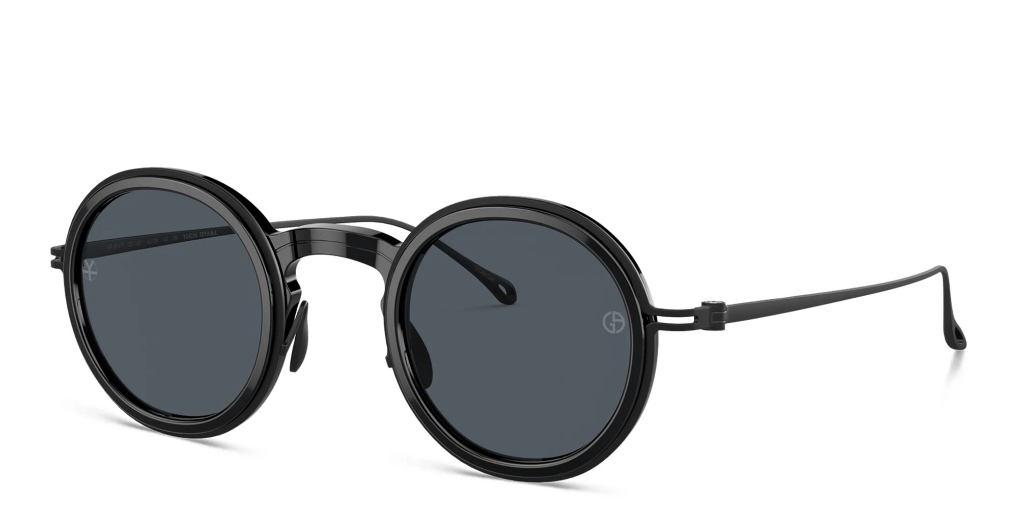 Shop GIORGIO ARMANI Unisex Round Sunglasses in Shiny Black online.