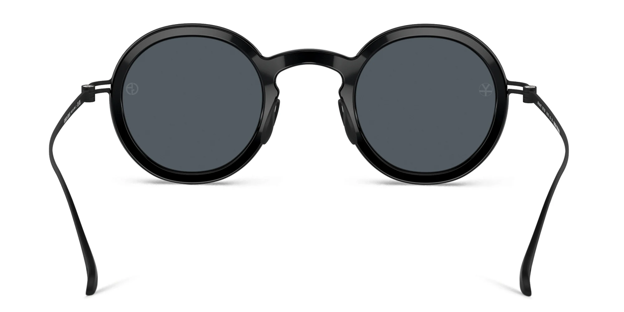 Shop GIORGIO ARMANI Unisex Round Sunglasses in Shiny Black online.