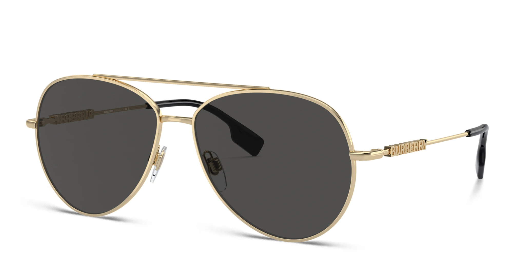 Shop BURBERRY Pilot Sunglasses in Light Gold online.