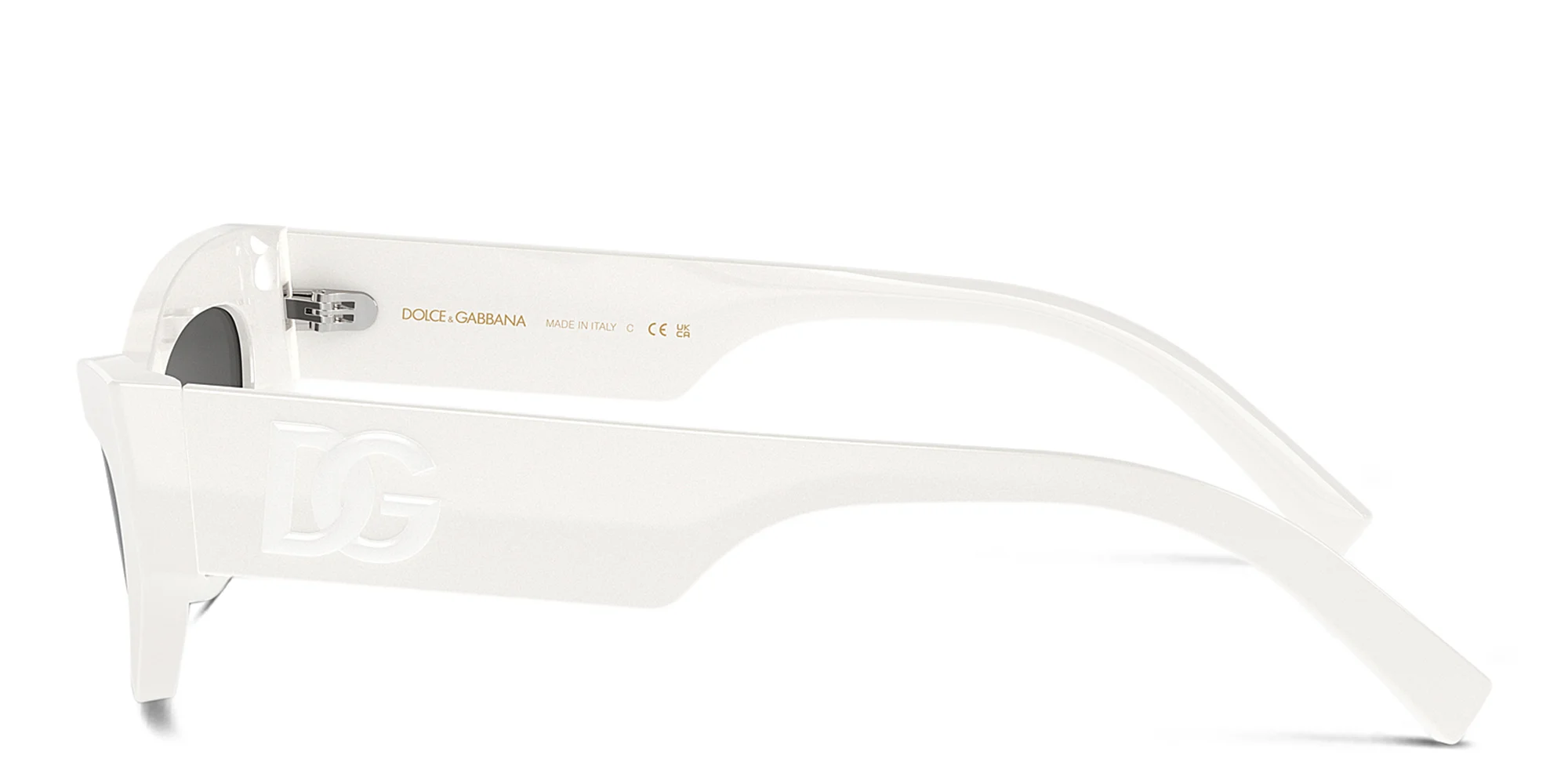 Shop Dolce & Gabbana Logo Cat-Eye Sunglasses in White online.