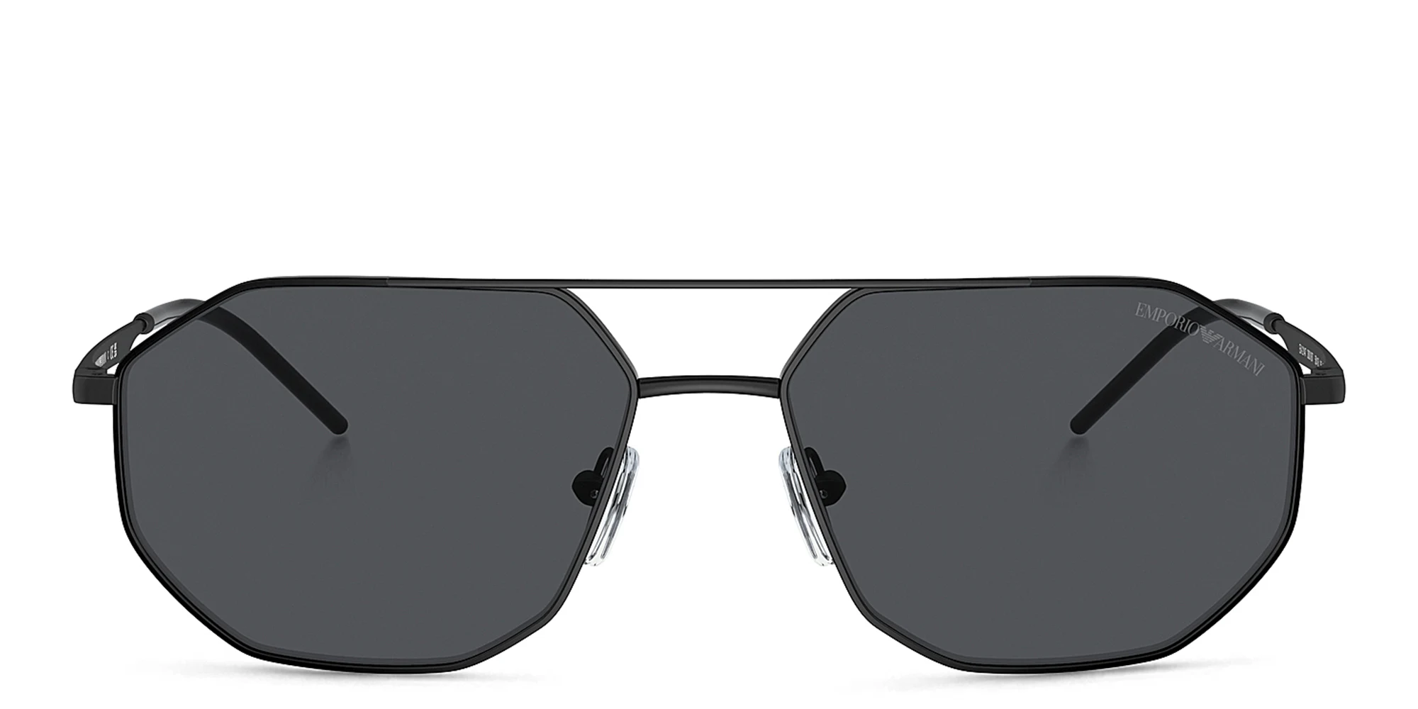 Shop Emporio Armani Irregular Sunglasses in Matte Black online.