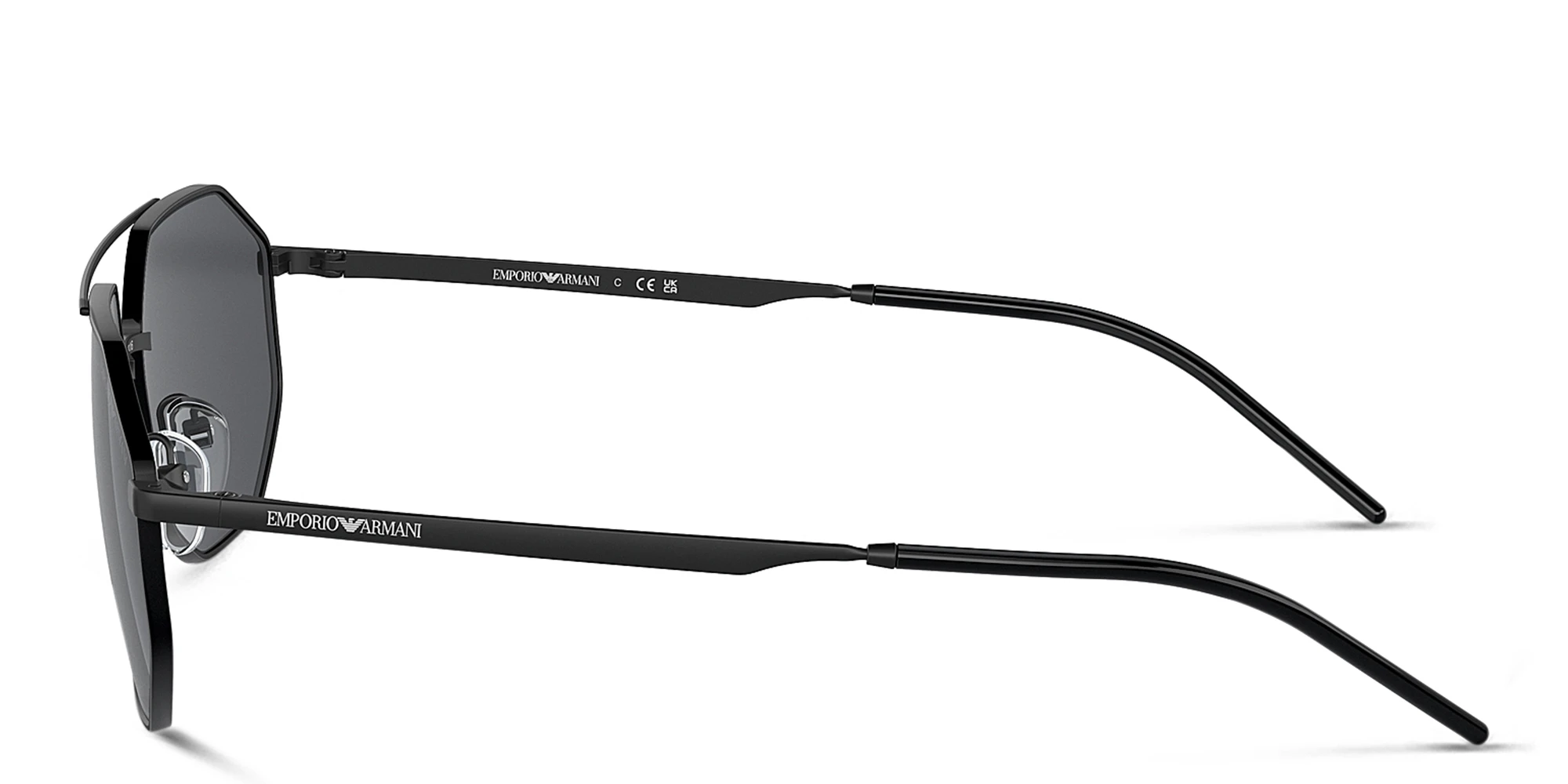 Shop Emporio Armani Irregular Sunglasses in Matte Black online.