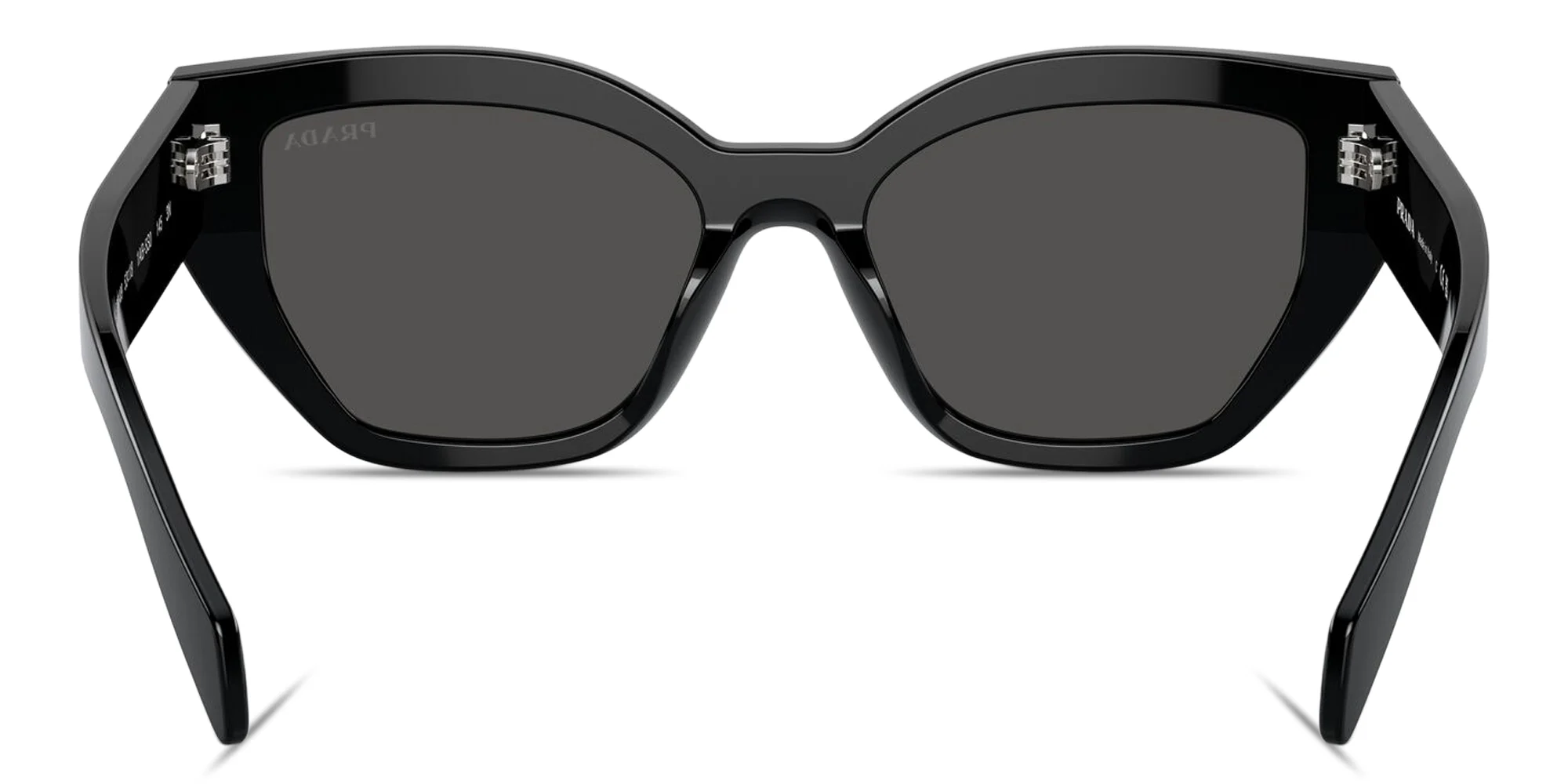 Shop PRADA Logo Lettering Butterfly Sunglasses in Black online.