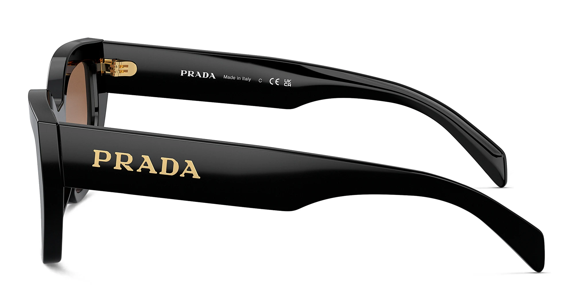 Shop PRADA Logo Butterfly Sunglasses in Black online.