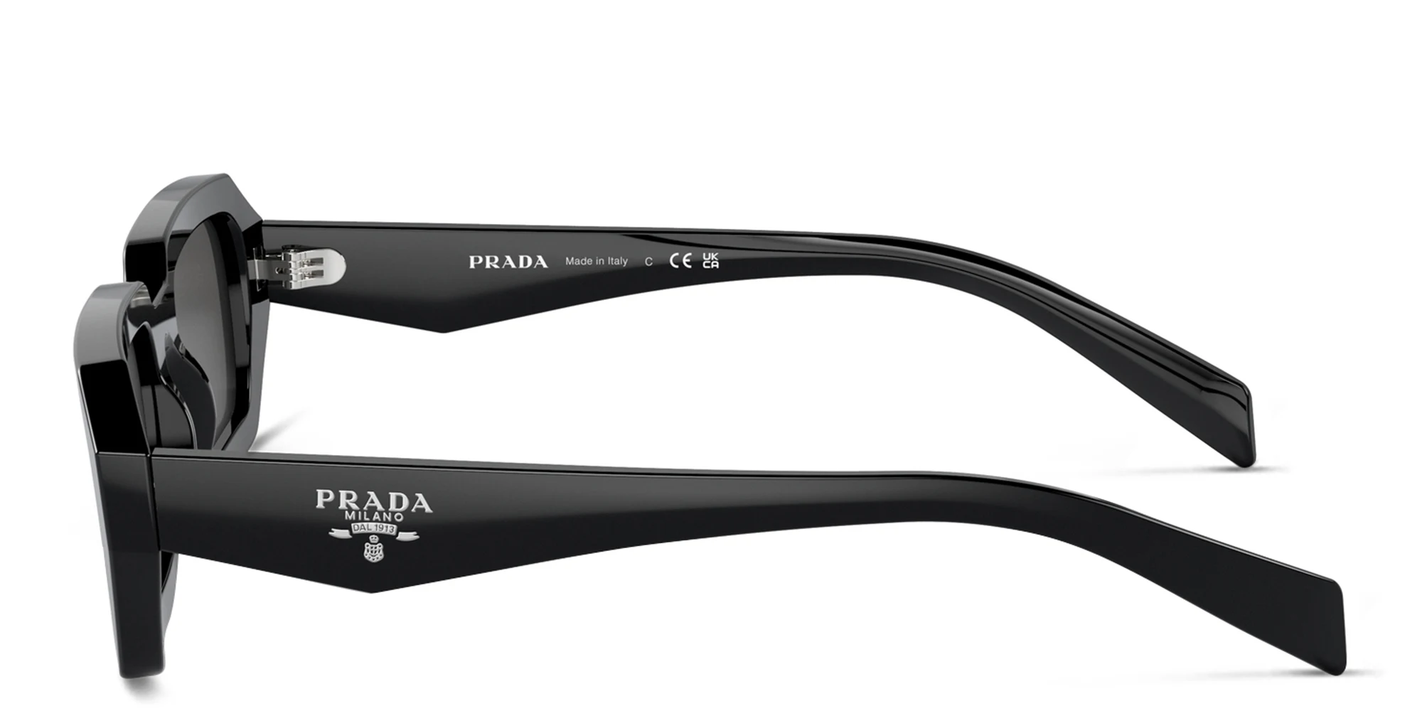 Shop PRADA Rectangle Sunglasses in Black online.