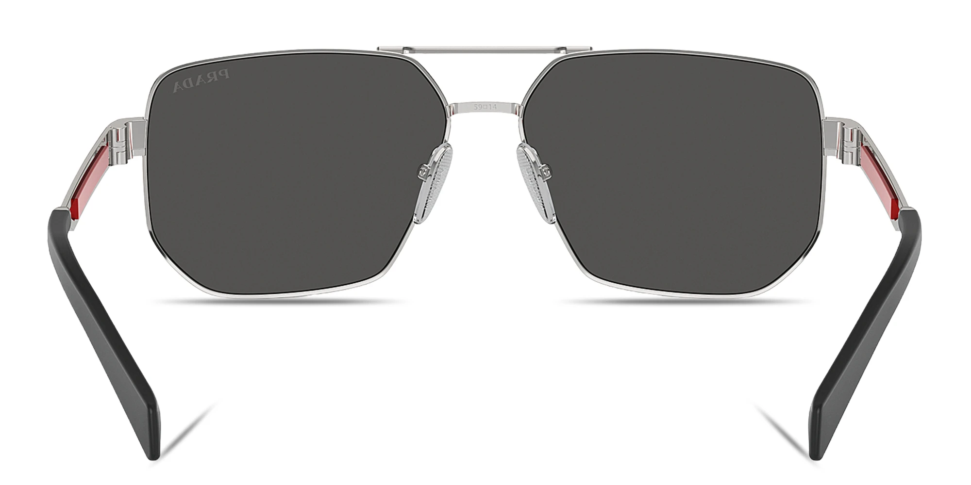 Shop Prada Linea Rossa Logo Signature Aviator Sunglasses in Silver online.