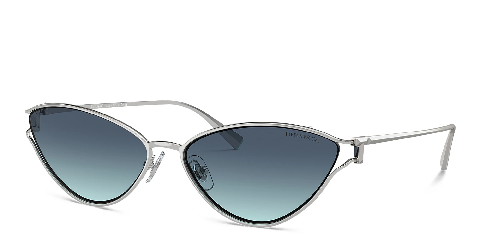 Shop TIFFANY T Motif Cat-Eye Sunglasses in Silver online.