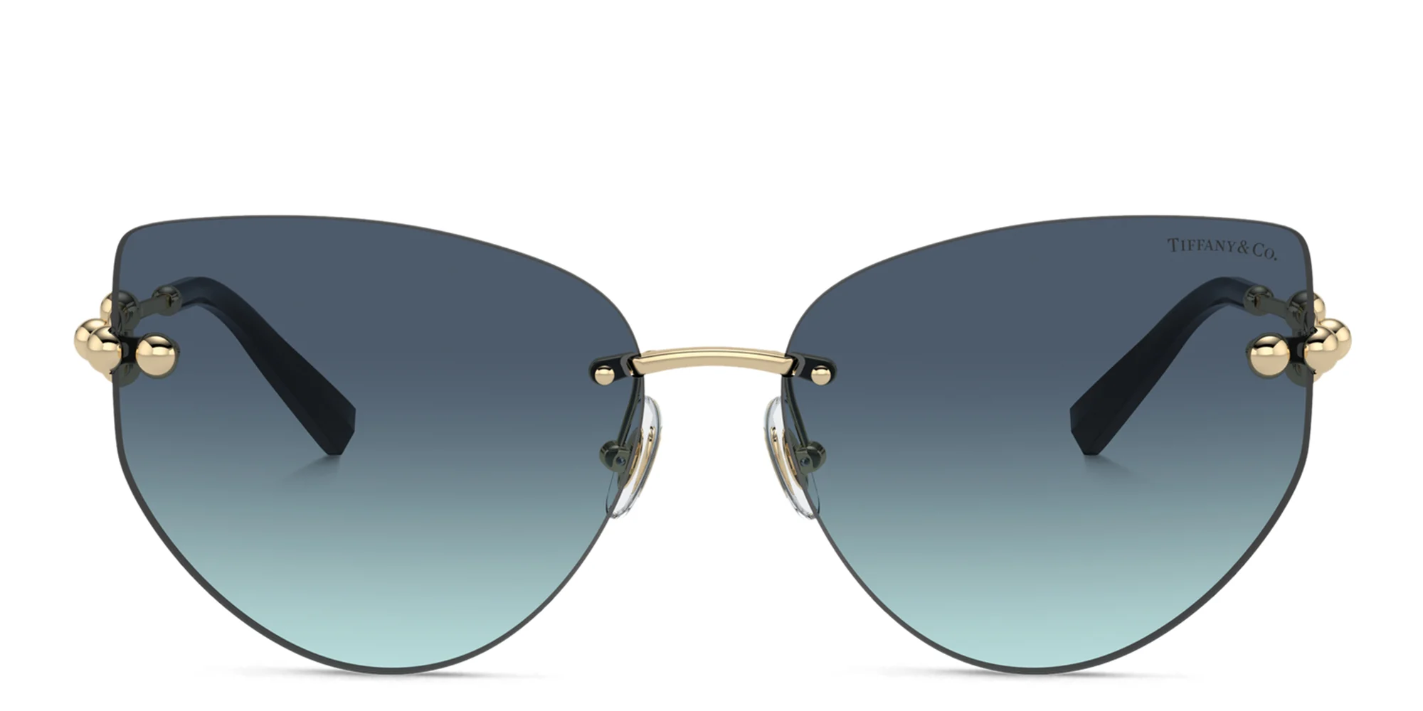 Shop TIFFANY Tiffany HardWear Wide Rimless Butterfly Sunglasses in Pale Gold online.