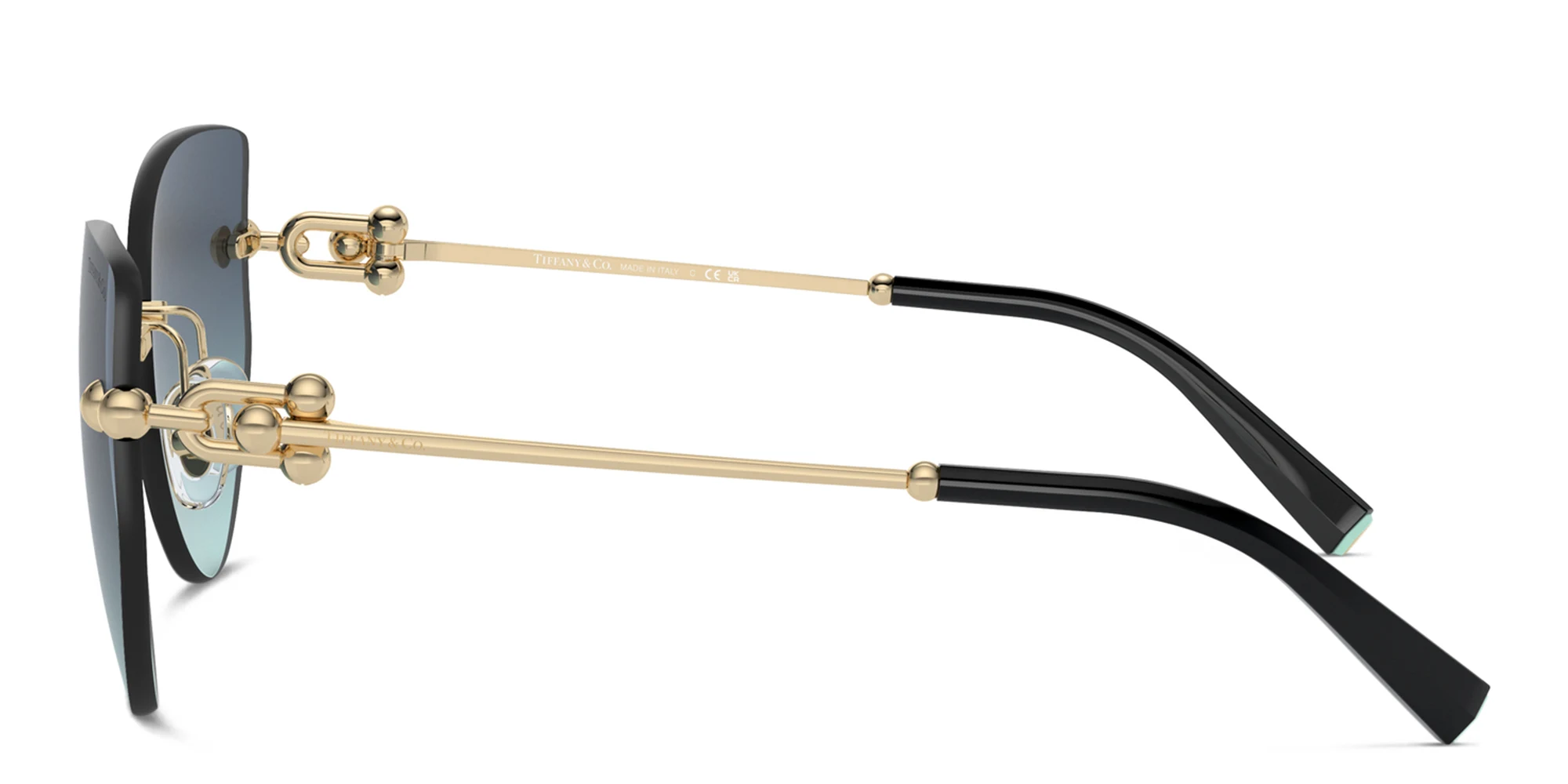 Shop TIFFANY Tiffany HardWear Wide Rimless Butterfly Sunglasses in Pale Gold online.