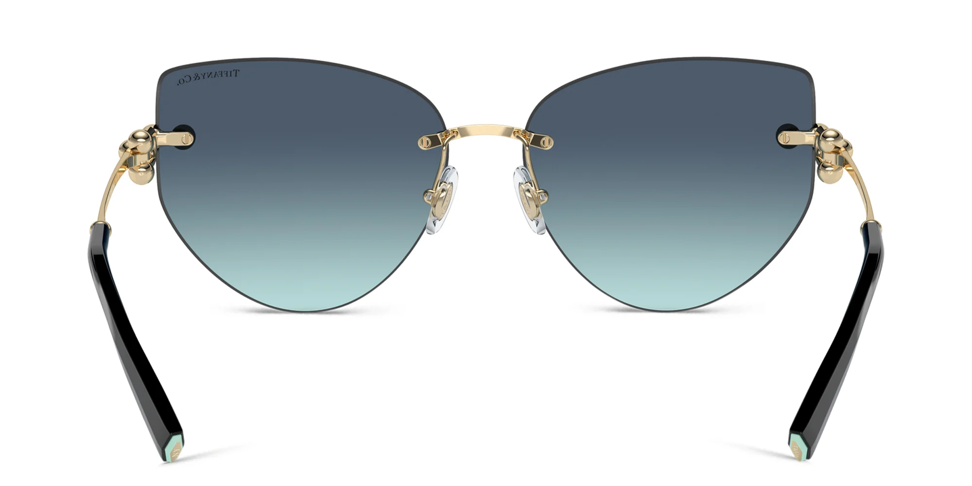 Shop TIFFANY Tiffany HardWear Wide Rimless Butterfly Sunglasses in Pale Gold online.